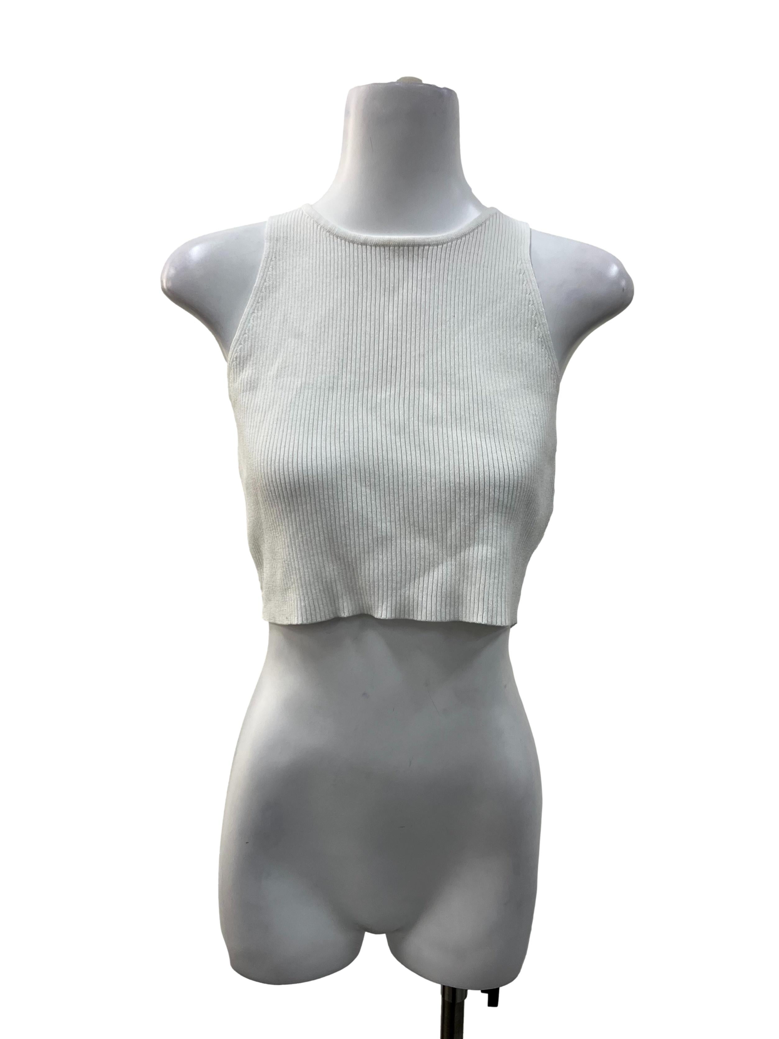 Off White Basic Ribbed Tank Top