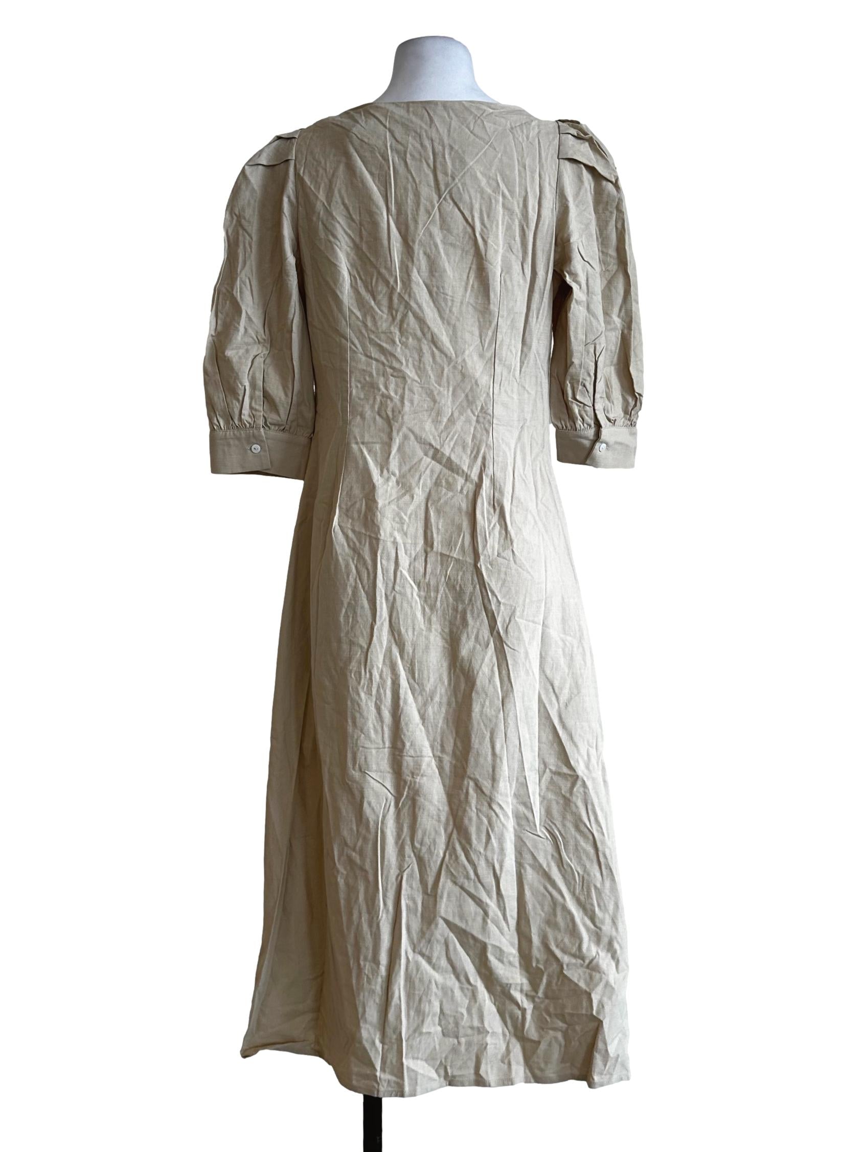 Beige Plain Midi Dress LB