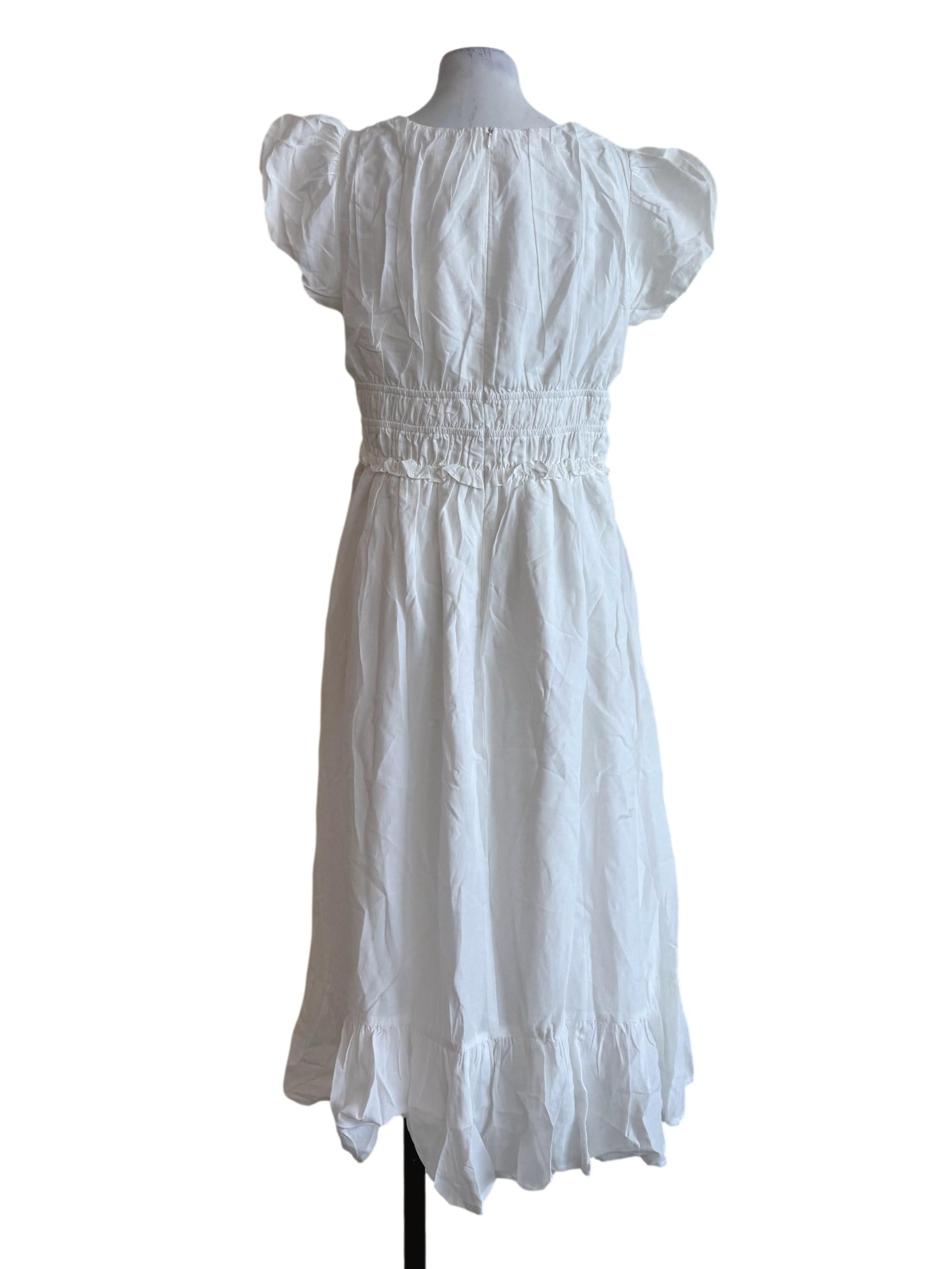 Off White V Neck Sintra Dress