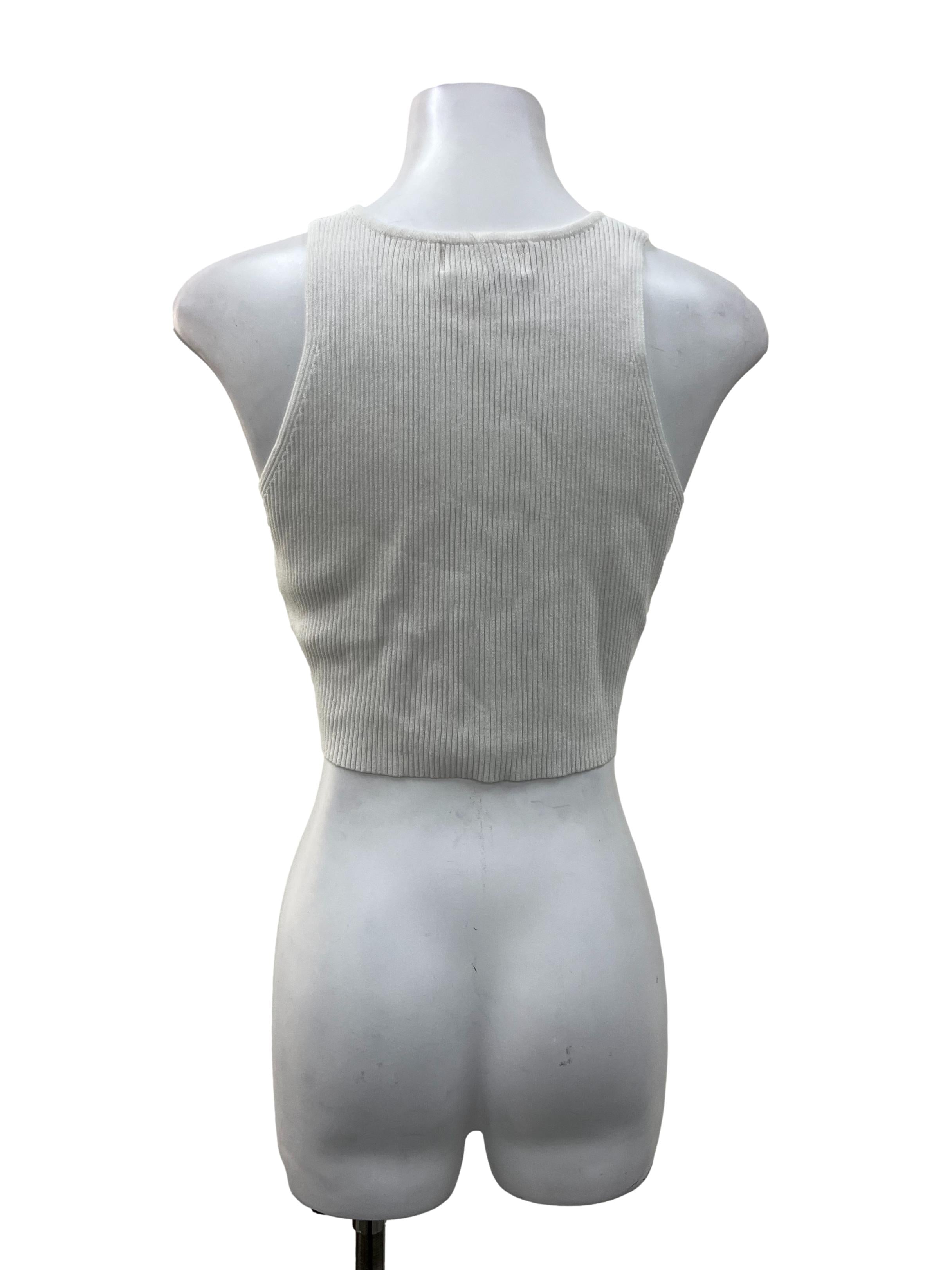 Off White Basic Ribbed Tank Top