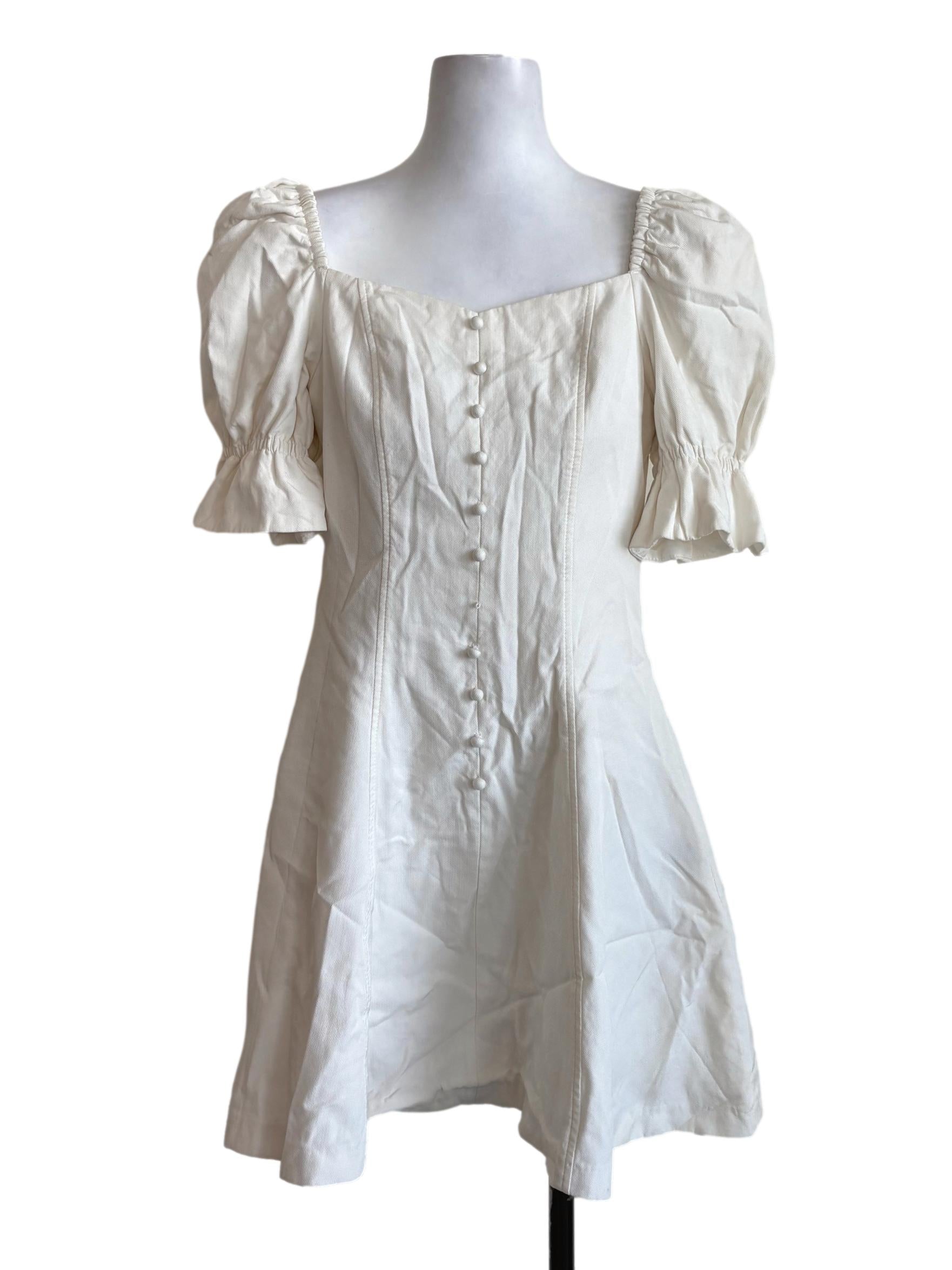 White Buttoned Straight Dress