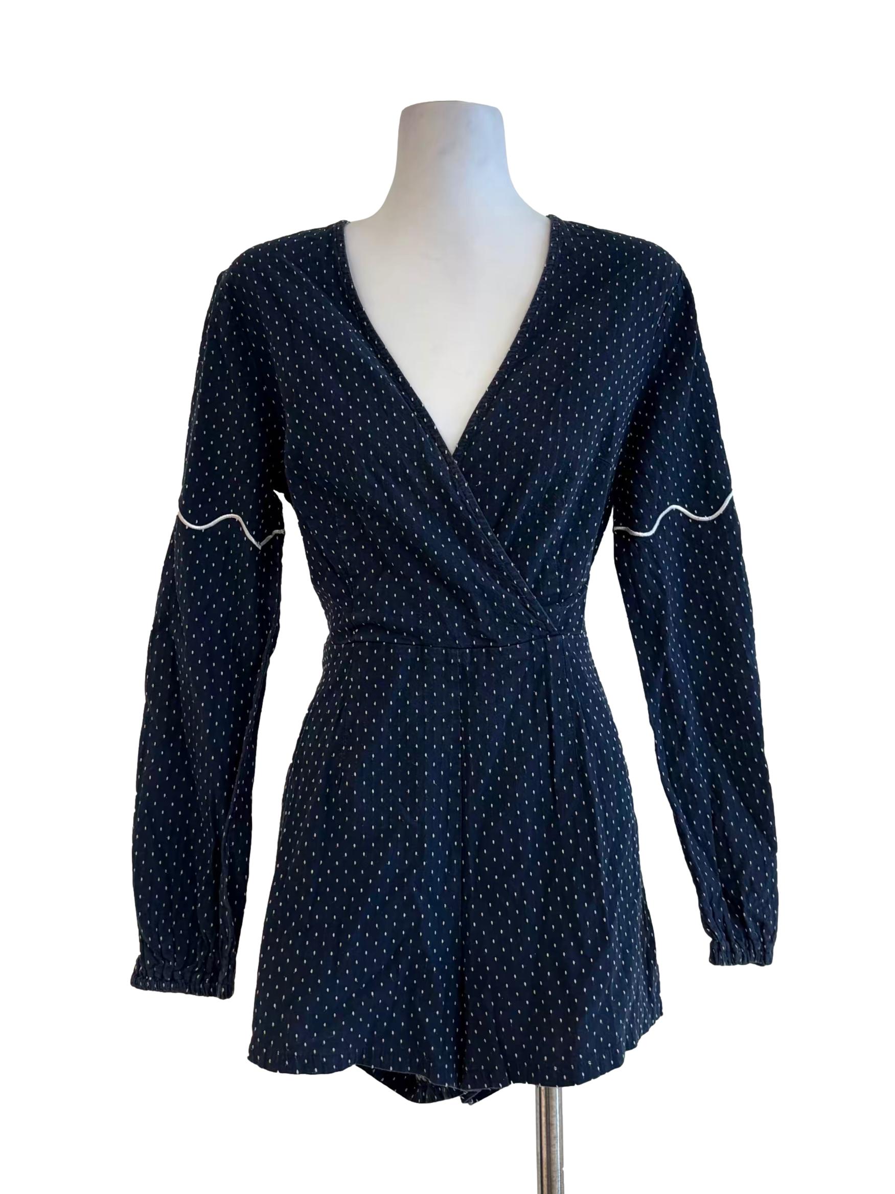 Navy Blue Polka Dot Rompers