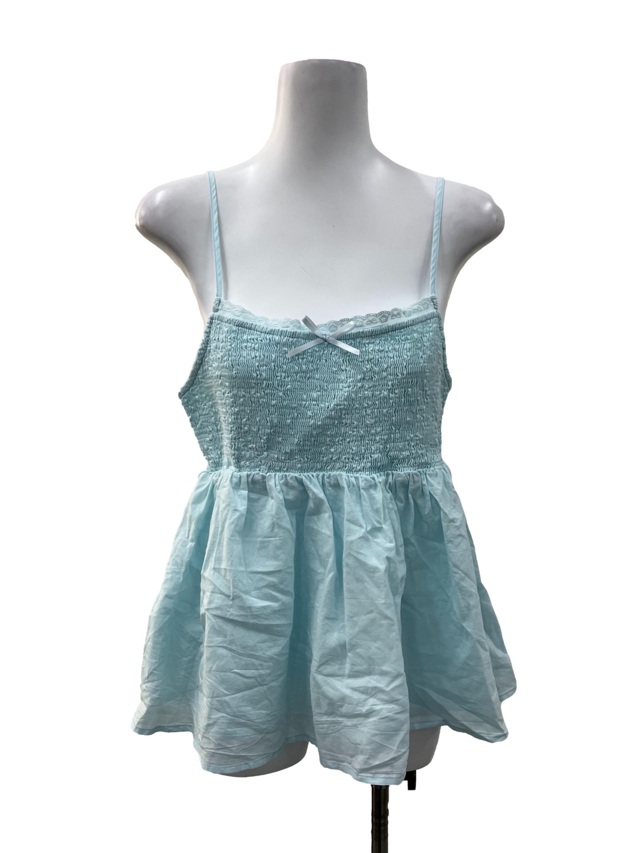 Baby Blue Smocked Babydoll Top