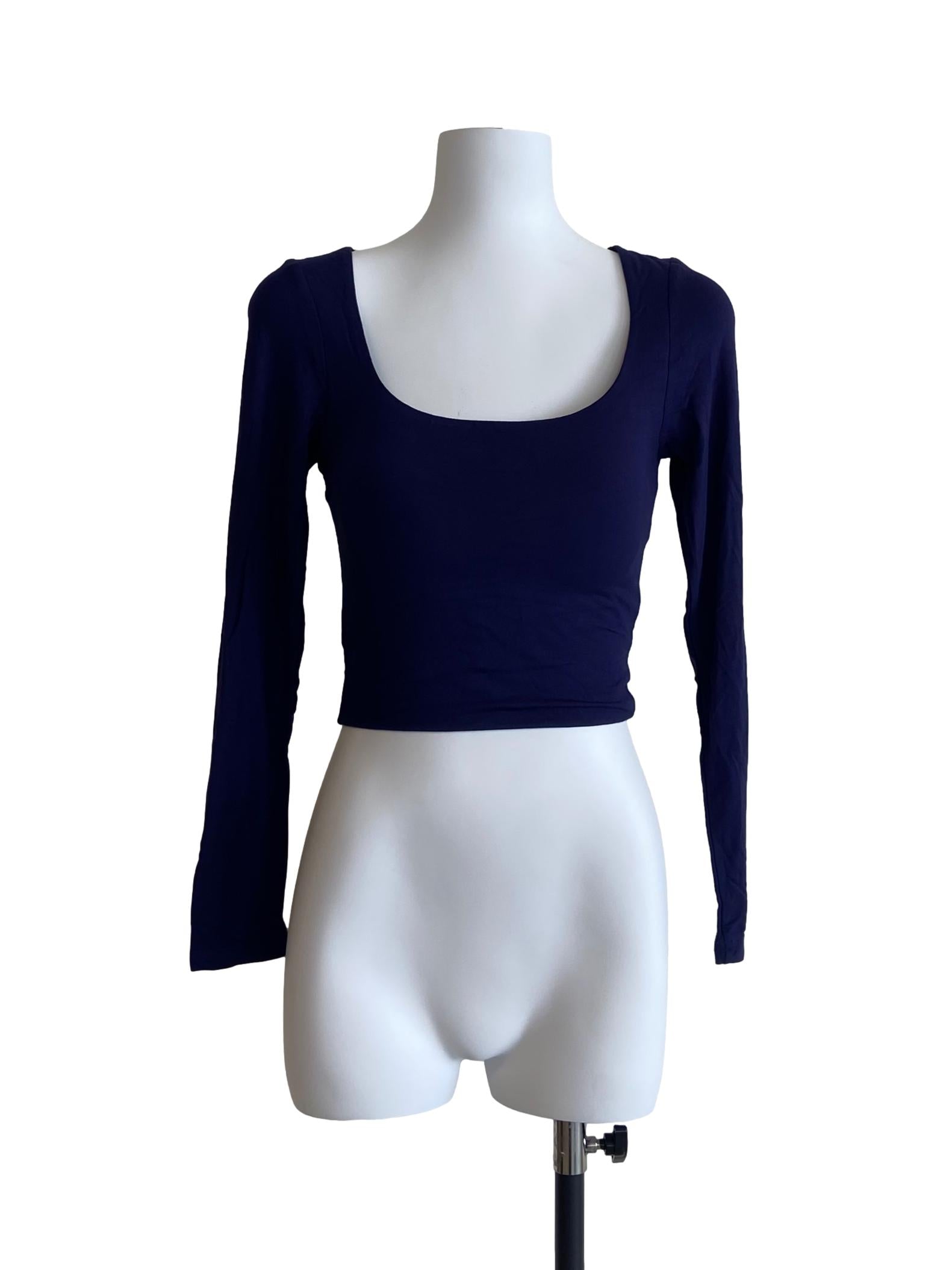 Indigo Blue Square Neck Crop Top