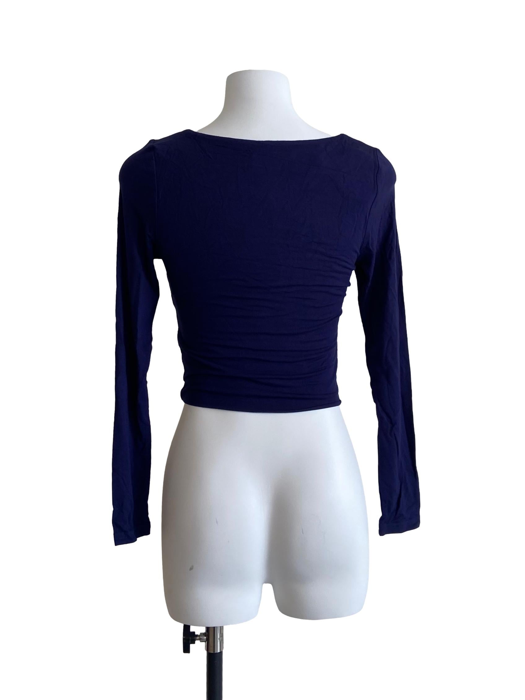 Indigo Blue Square Neck Crop Top