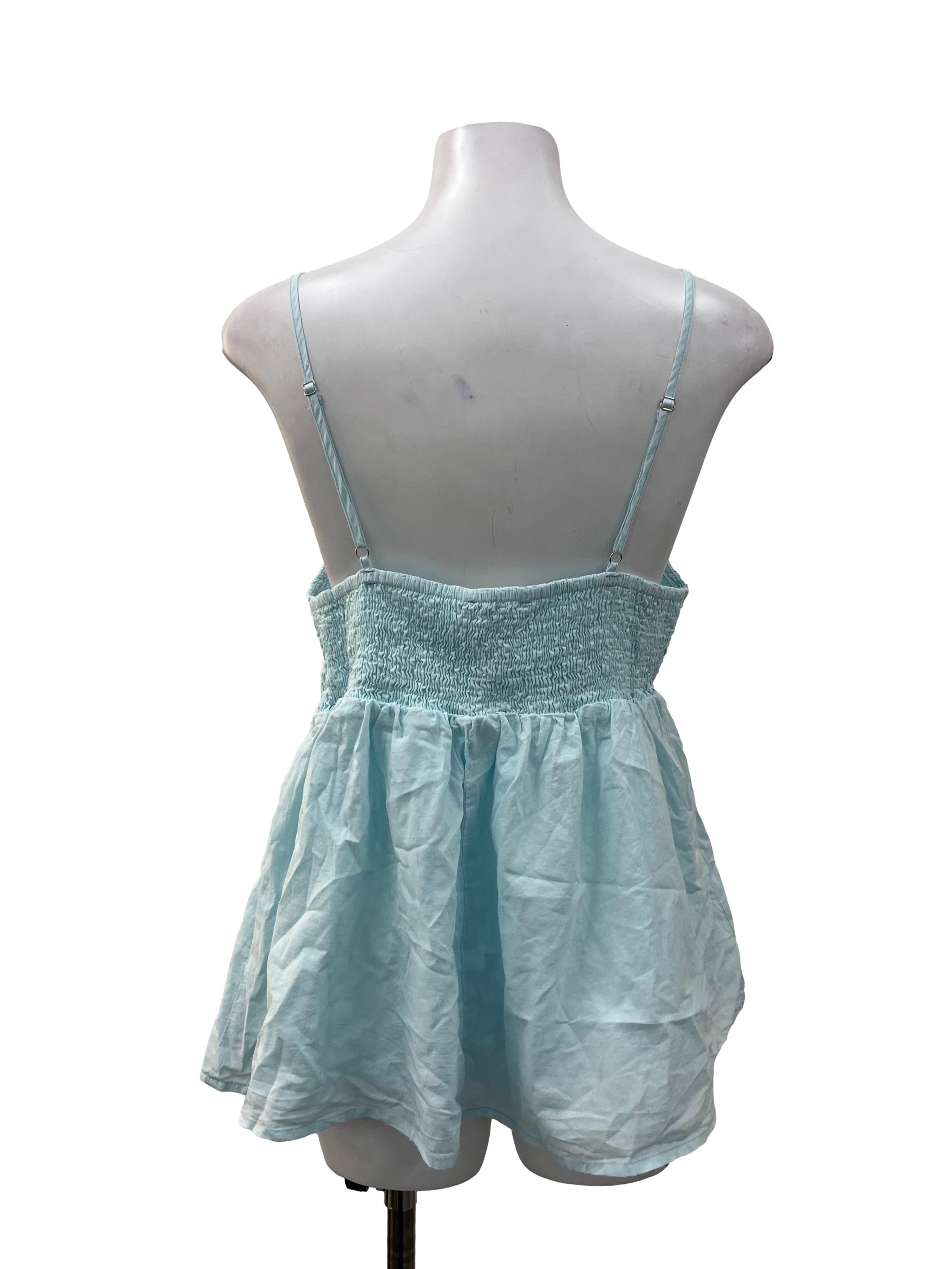 Baby Blue Smocked Babydoll Top