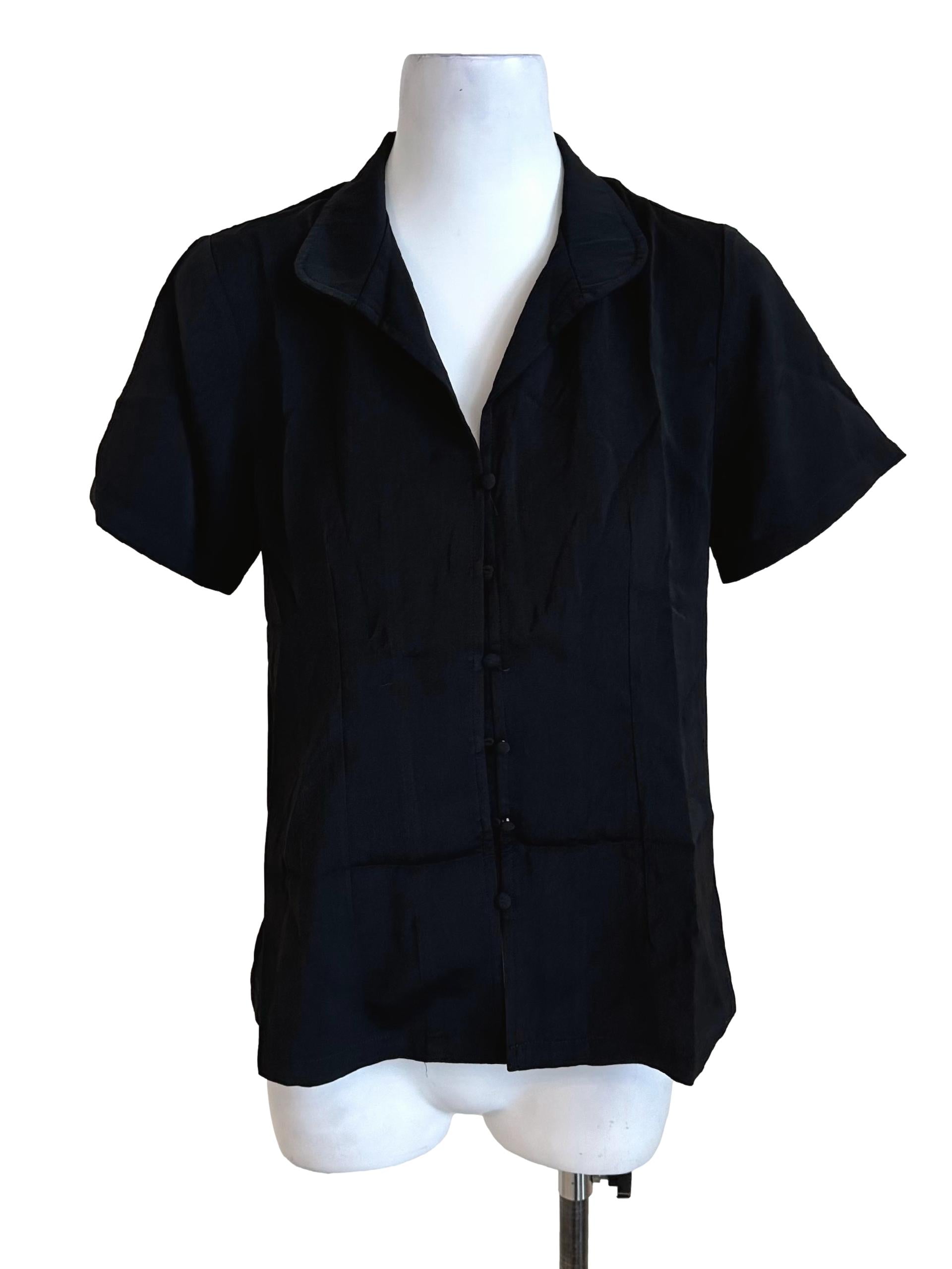 Raven Black Collar Short Sleeve Top YHF