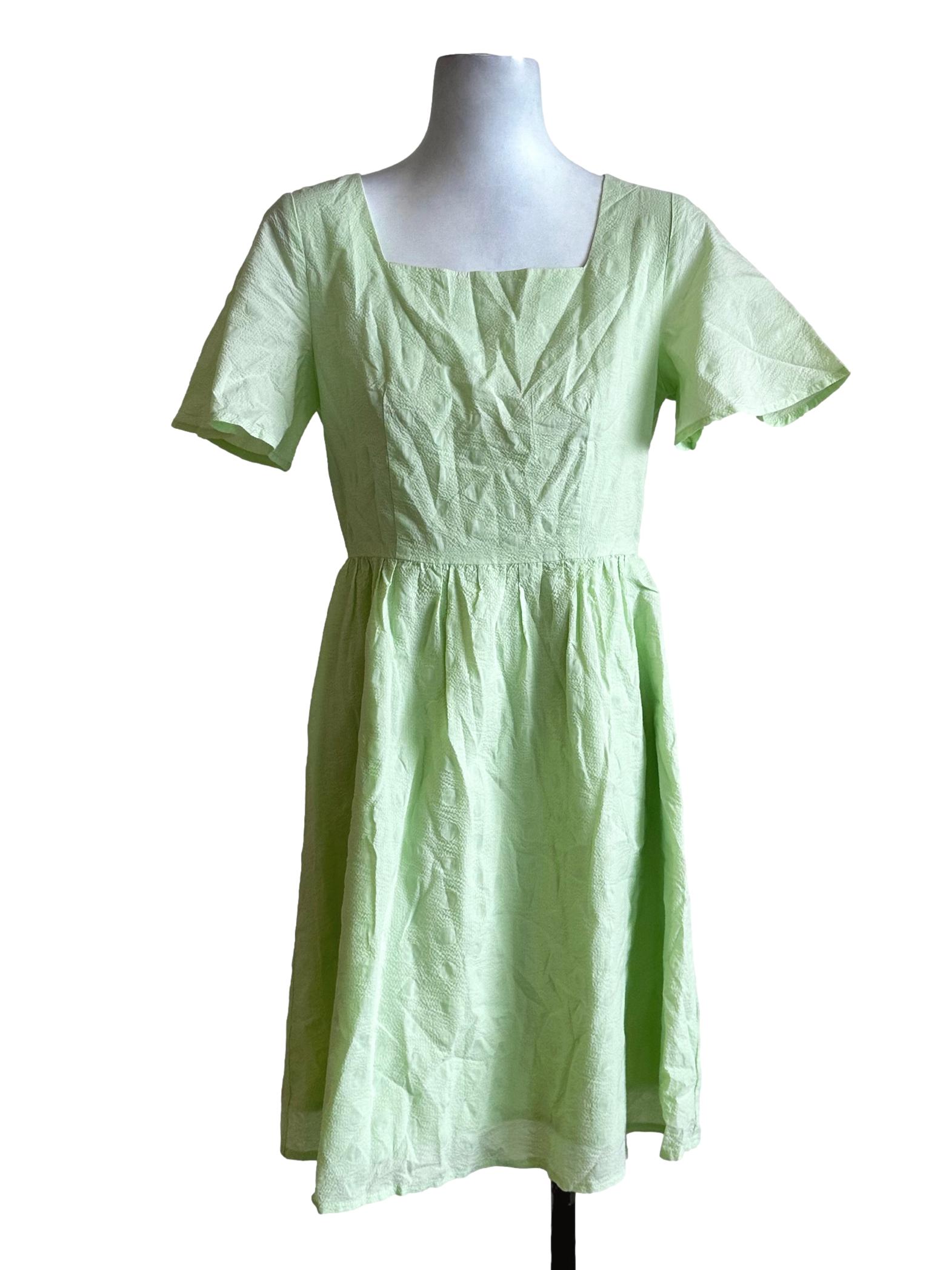 Lime Green Plain Mini Dress