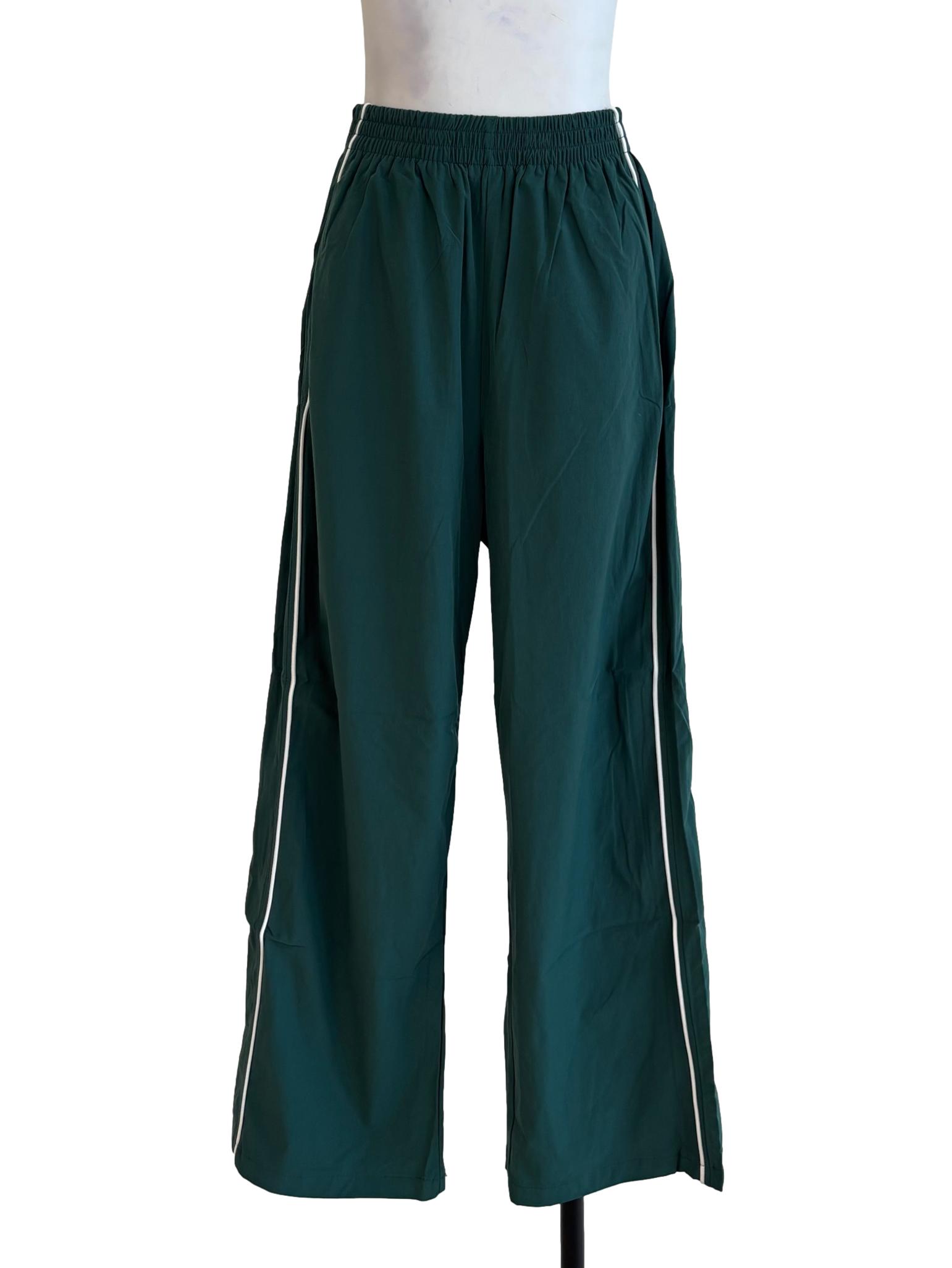 Green Bryce Contrast Nylon Pants