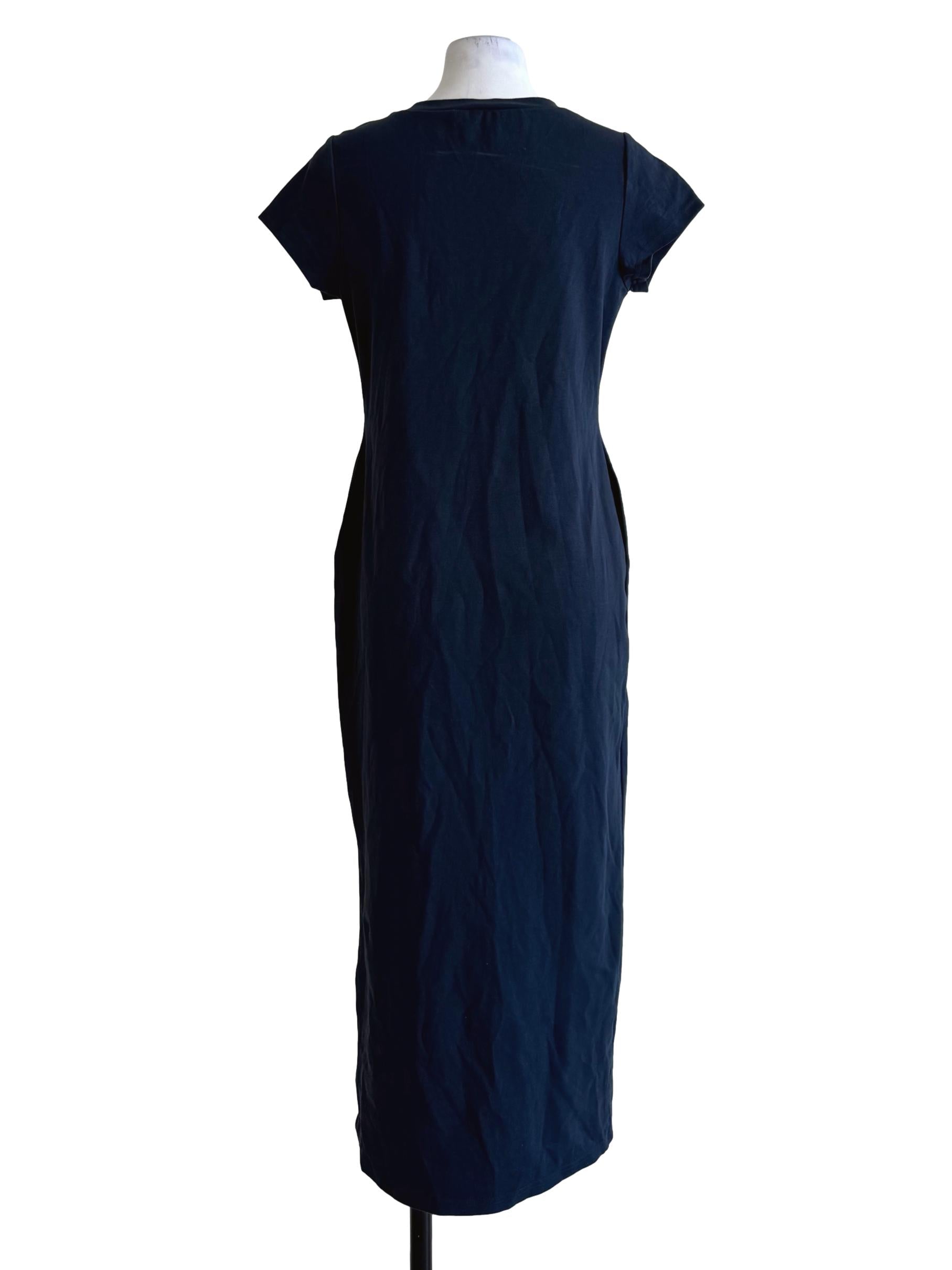 Navy Blue Round Neck Shirt Dress