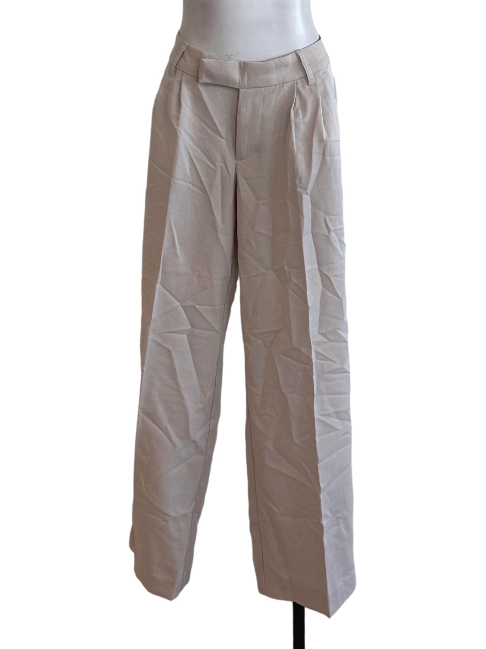 Oat Beige Plain Formal Pants