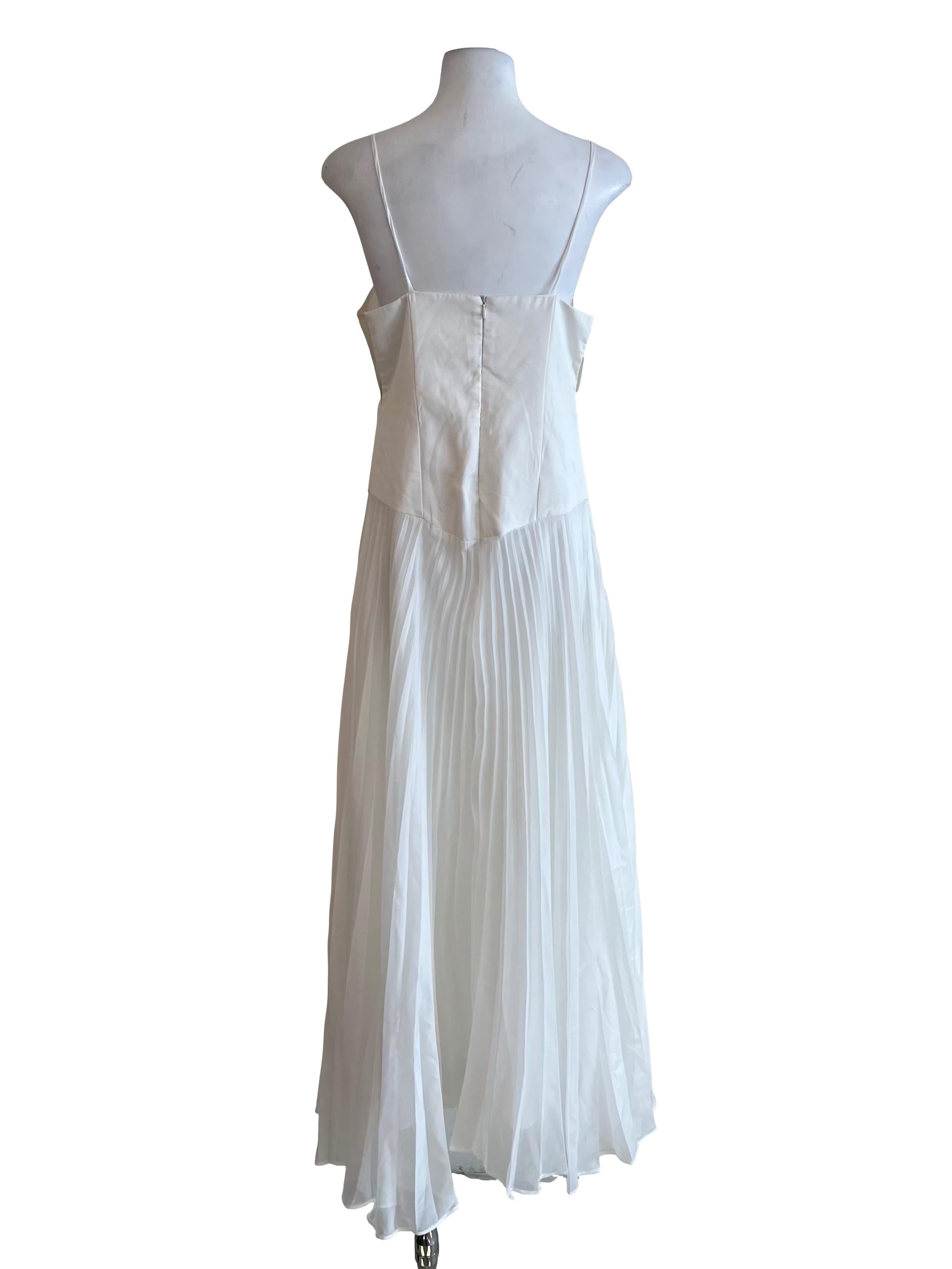 White Accordion Twirl Dinner Dress