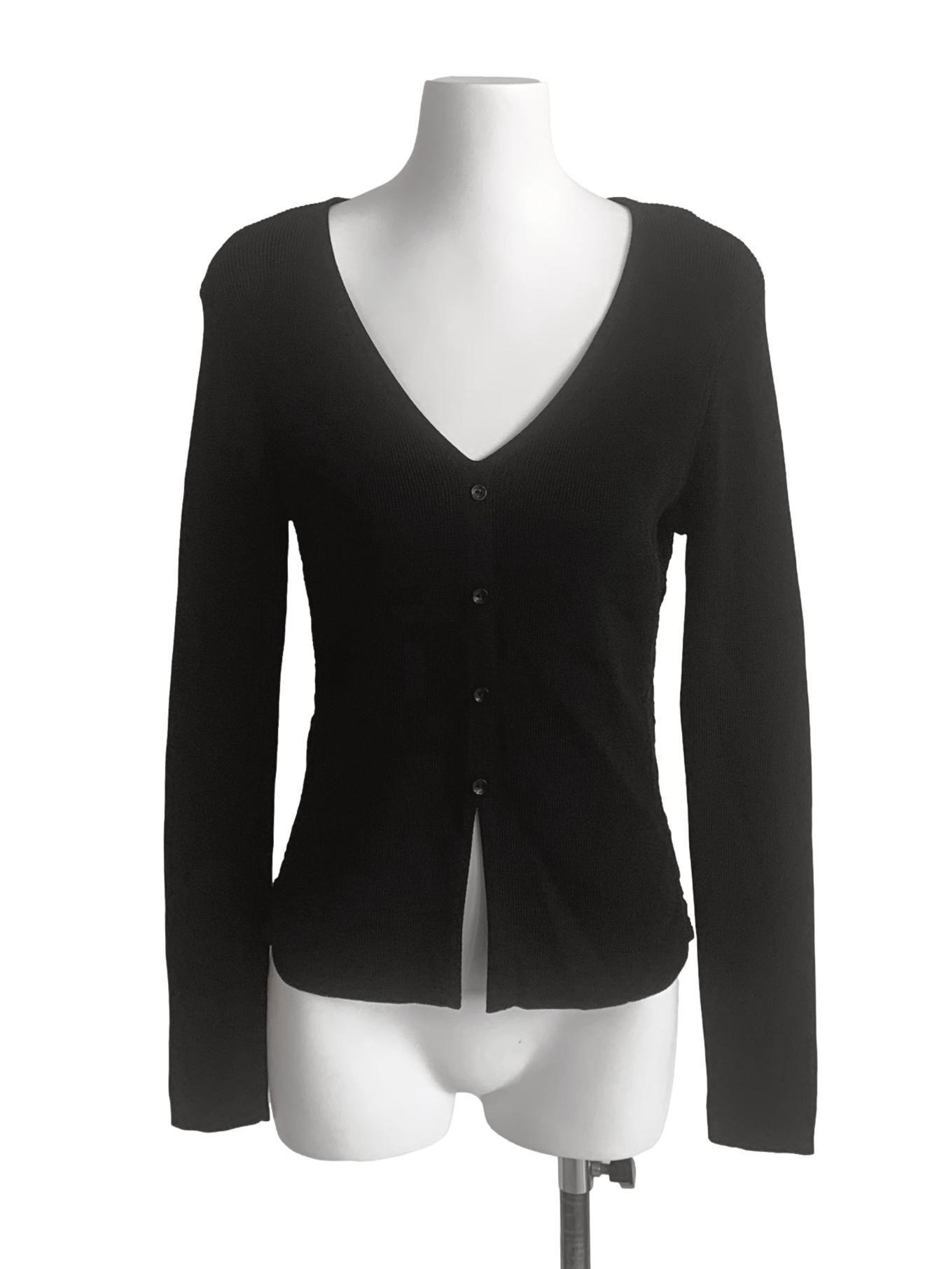 Black V Neck Cardigan LB