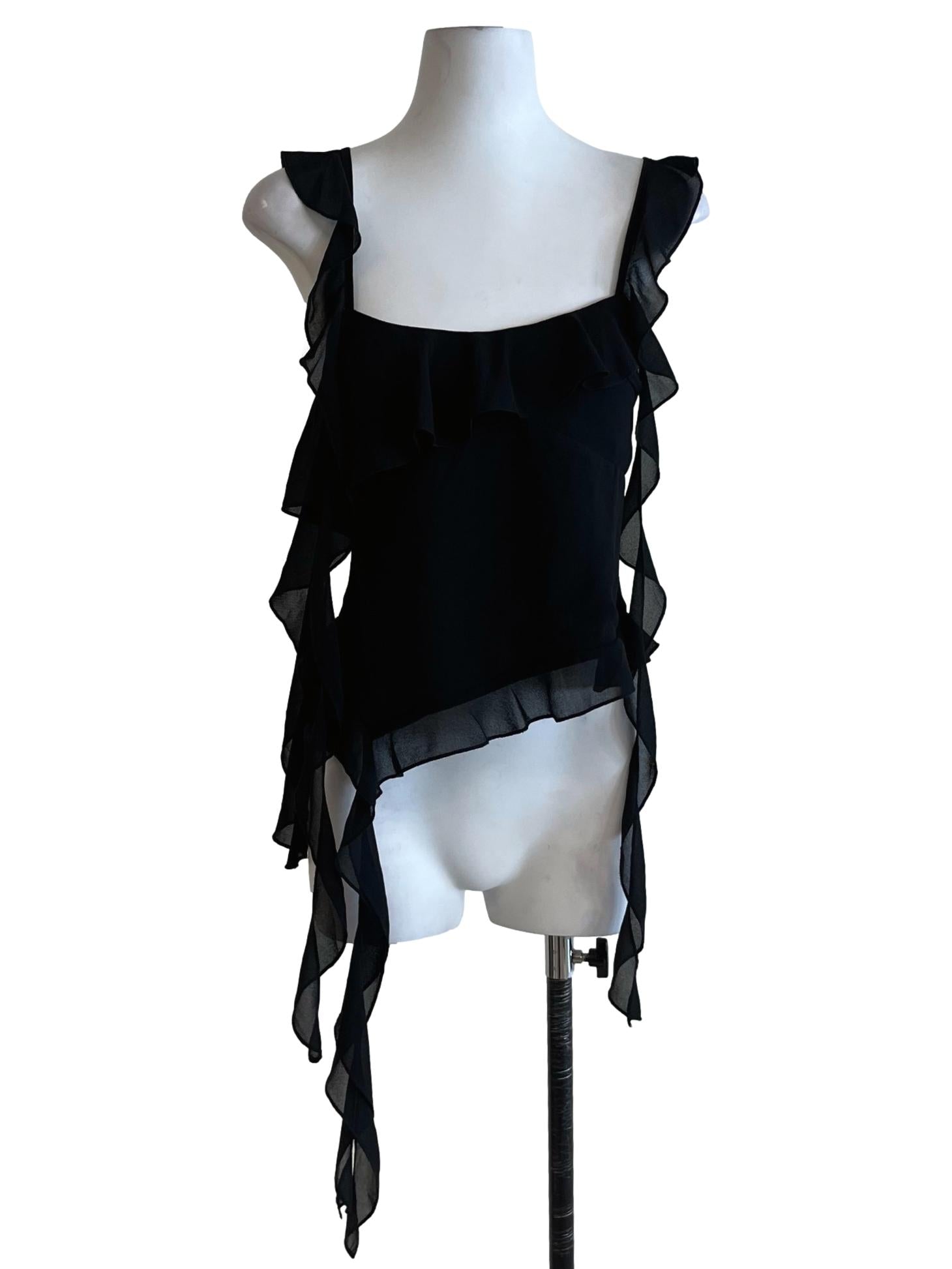 Black Paralyze Ruffle Layered Top