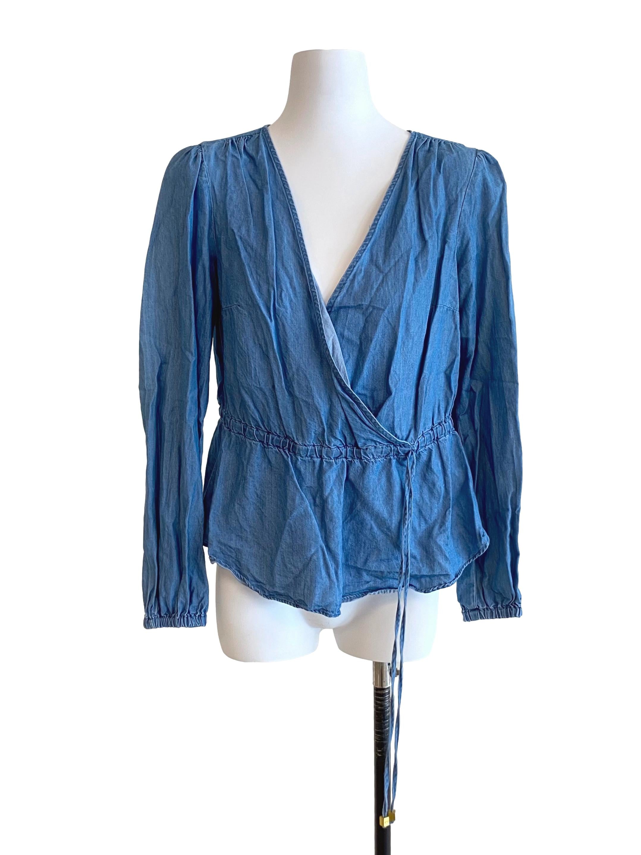 Light Blue V Neck Top