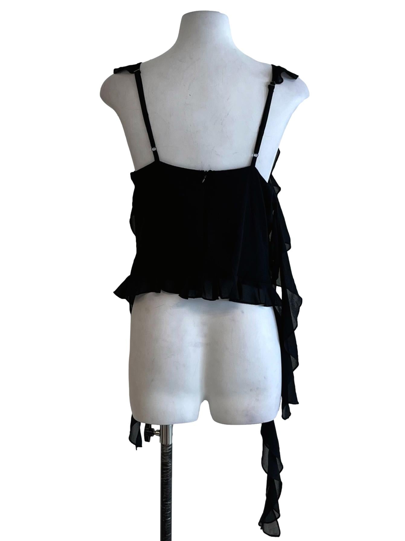 Black Paralyze Ruffle Layered Top