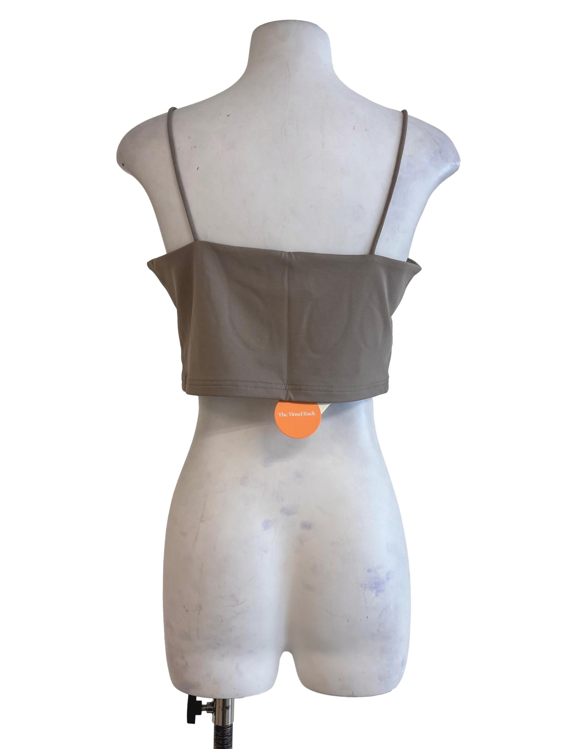 Grey Jalen Basic Crop Padded Top