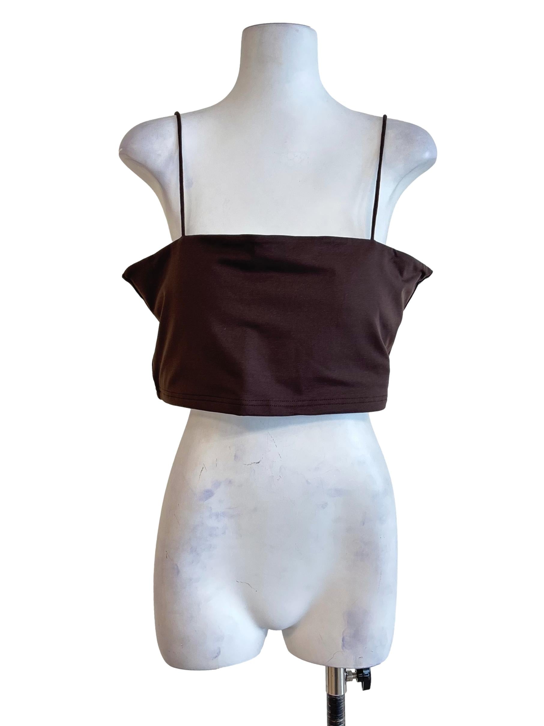 Brown Jalen Basic Crop Padded Top