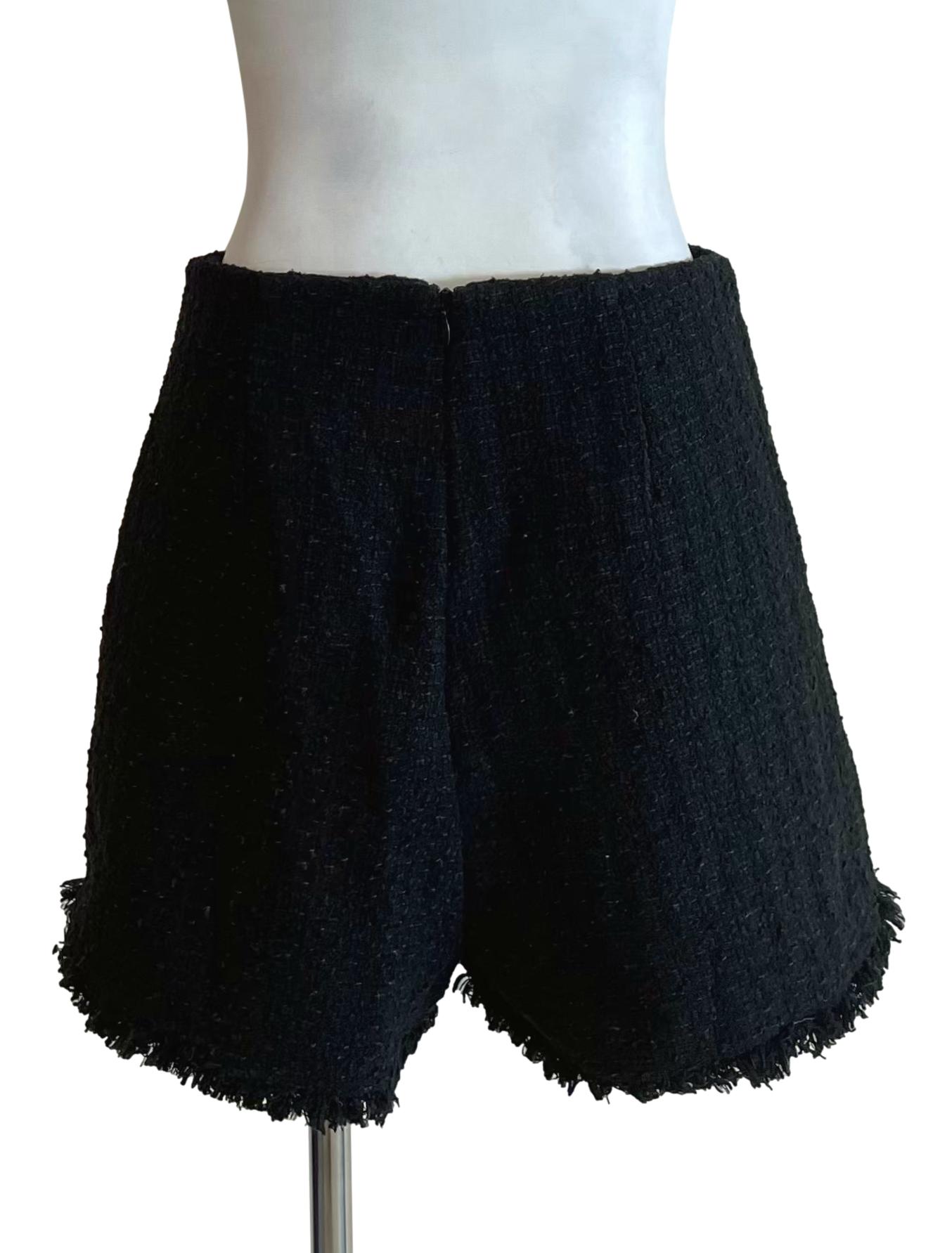 Black Tweed Fuzzy Shorts
