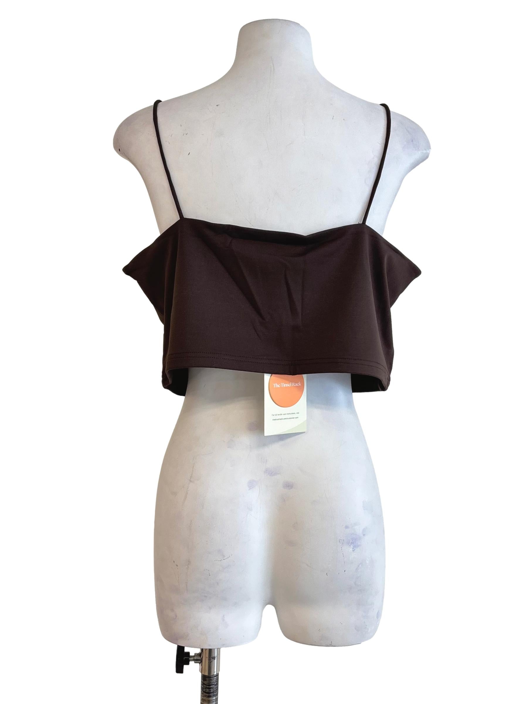 Brown Jalen Basic Crop Padded Top