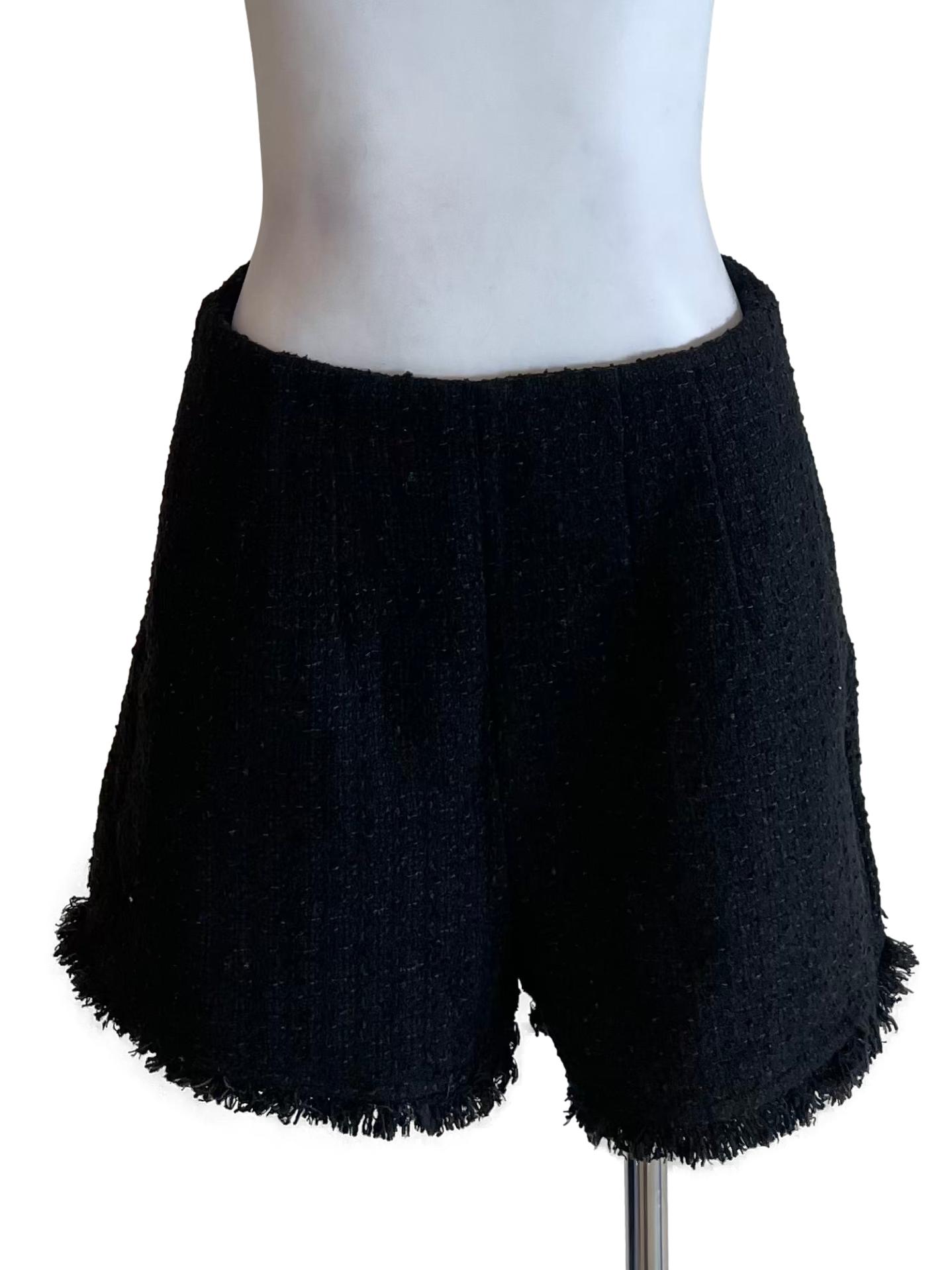 Black Tweed Fuzzy Shorts