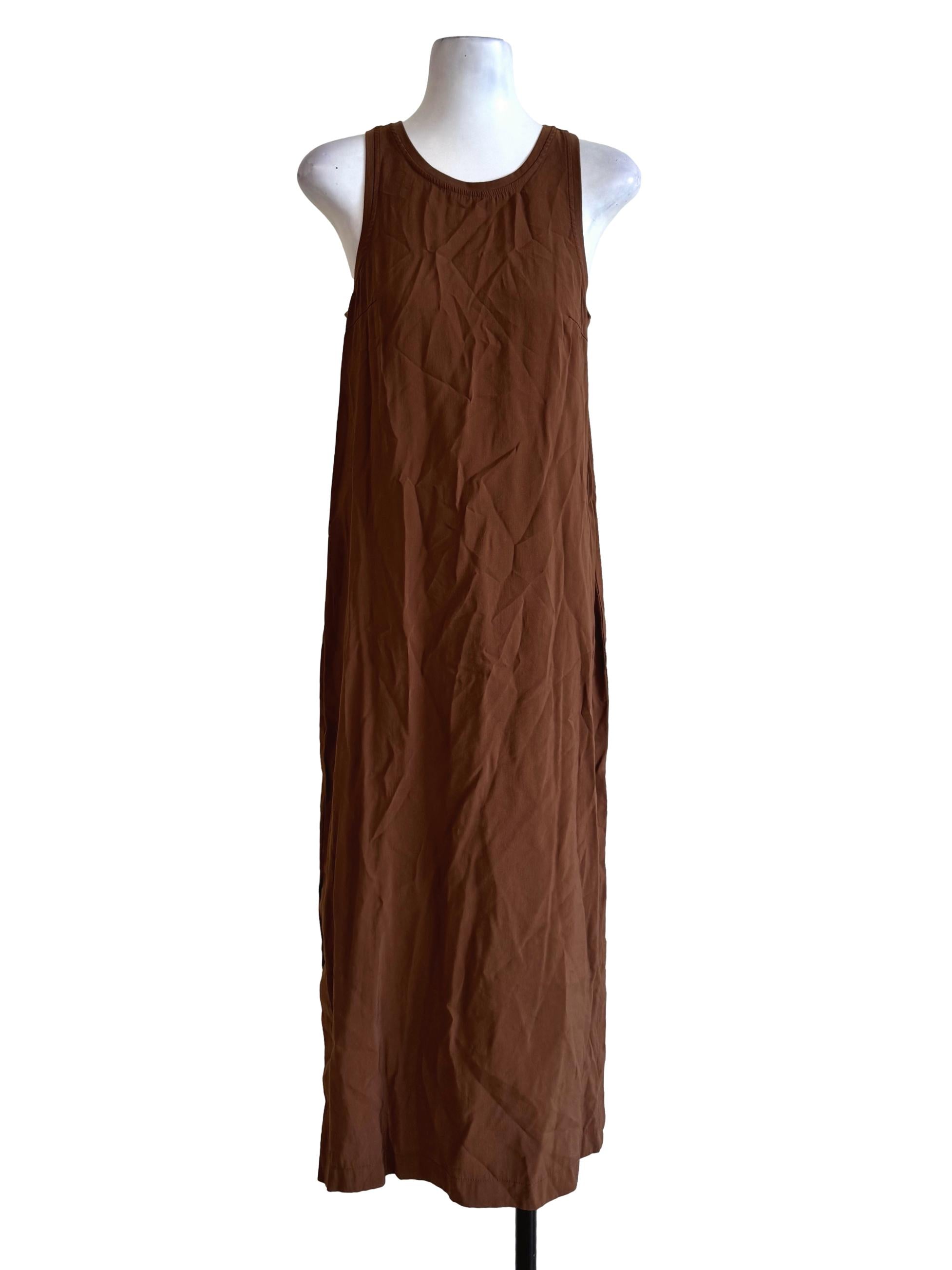 Cacao Brown Round Neck Shift Dress LB