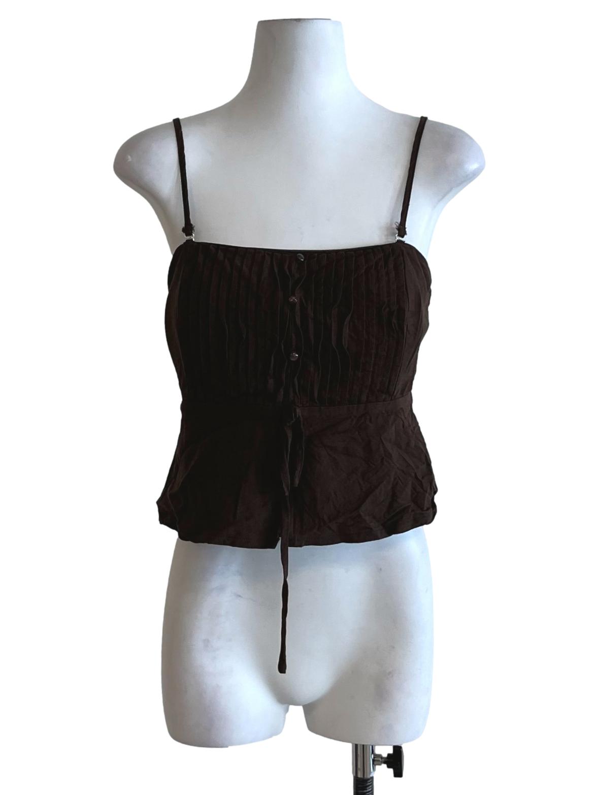 Dark Brown Spaghetti Strap Sleeveless Top