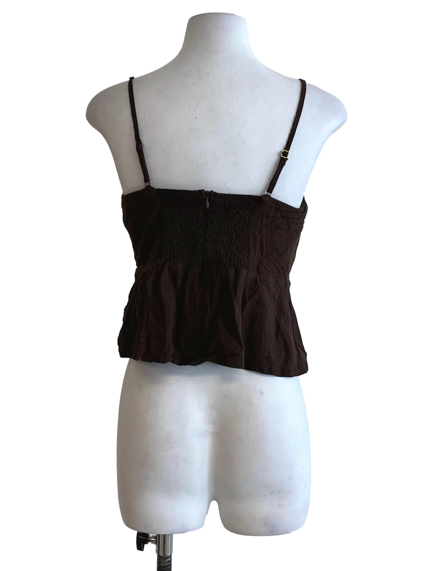 Dark Brown Spaghetti Strap Sleeveless Top