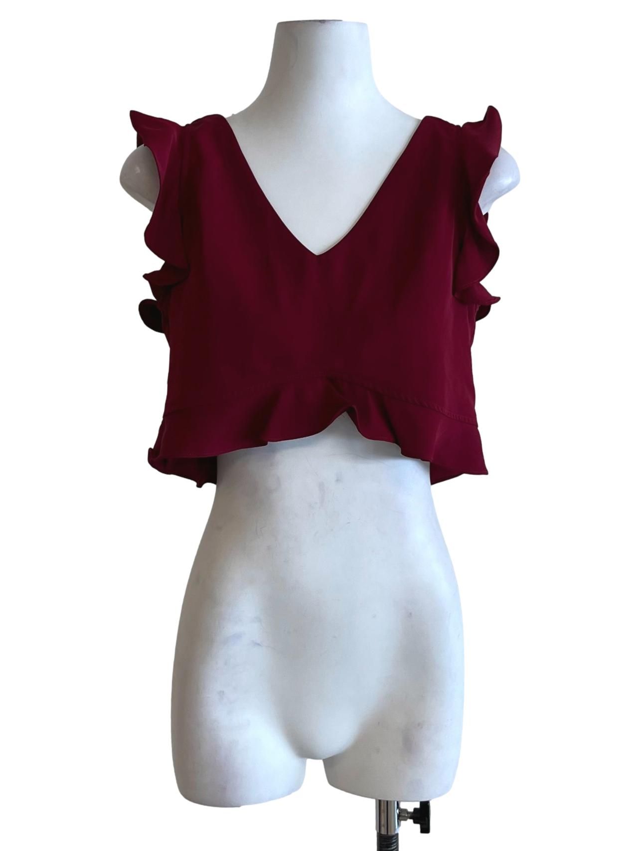 Jam Purple Ruffle Crop Blouse