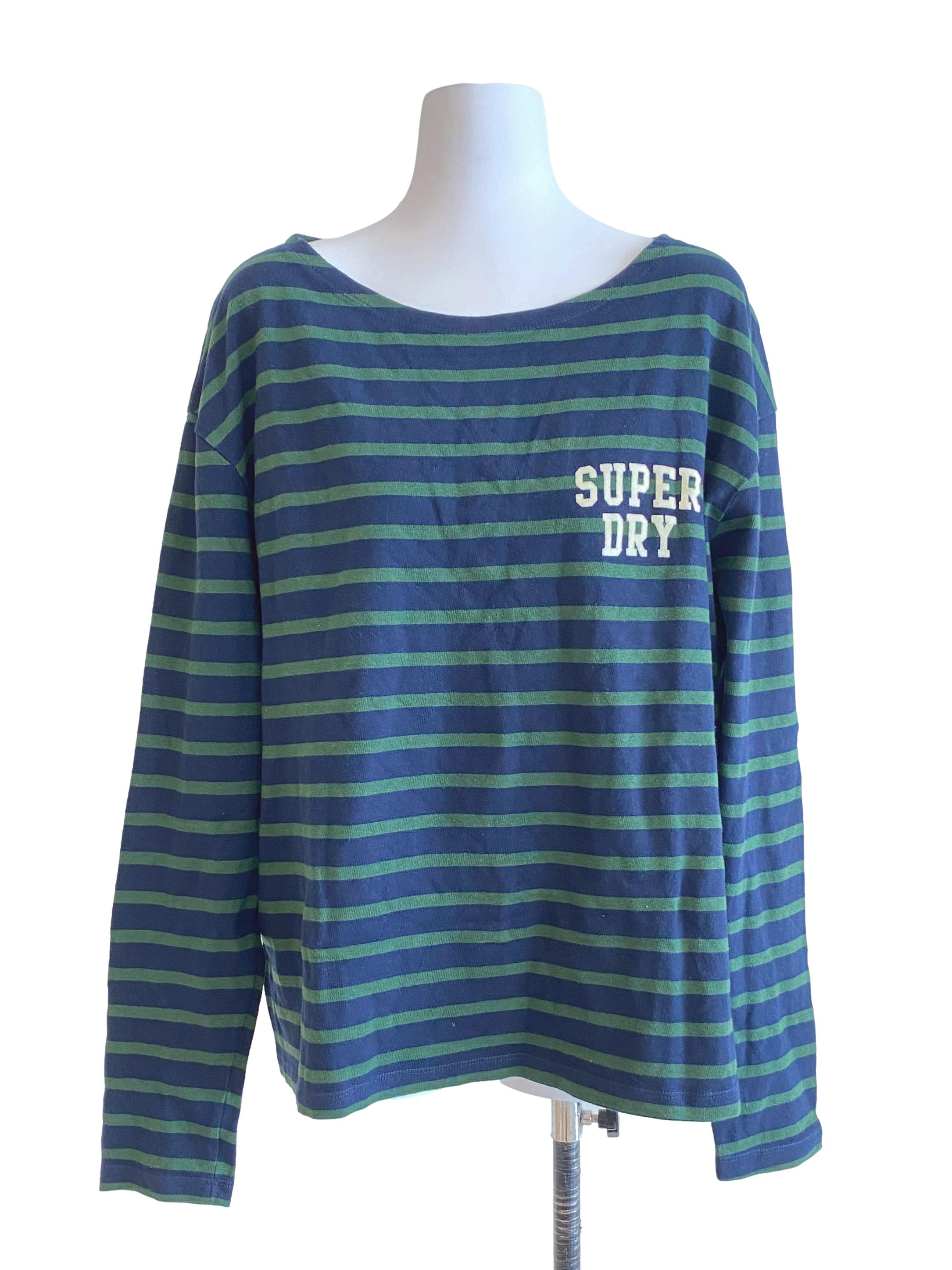 Green Blue Stripes Long Sleeve Shirt