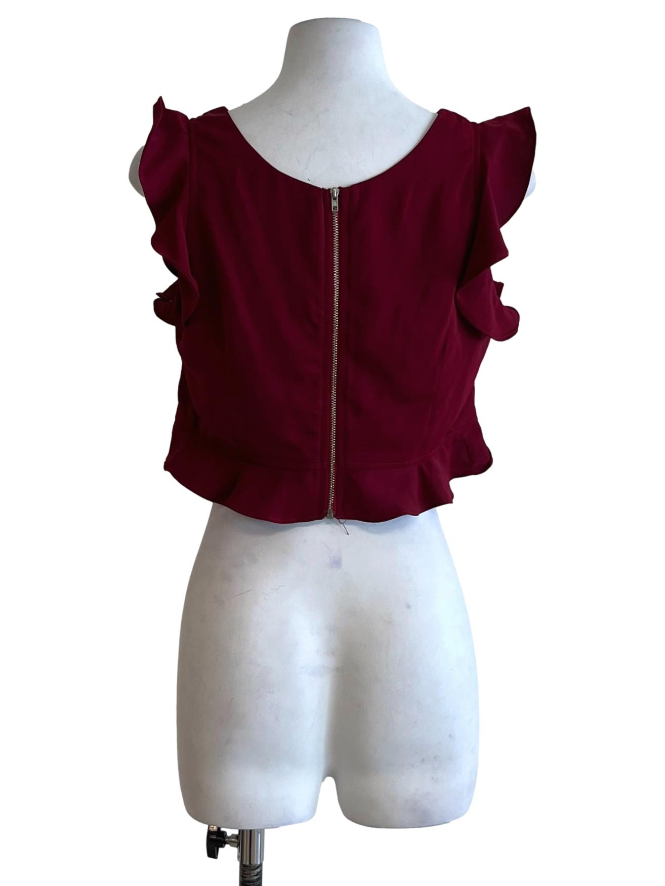 Jam Purple Ruffle Crop Blouse