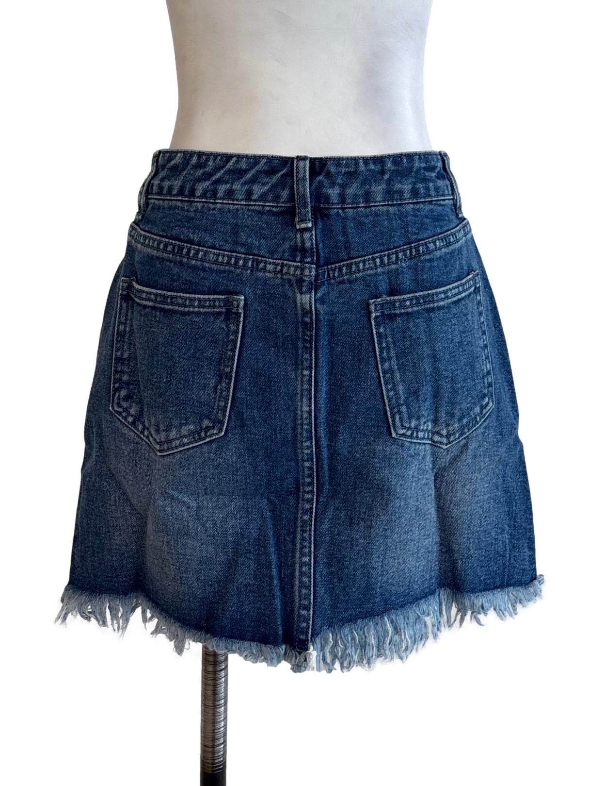 Blue Kass Frayed Denim Skirt