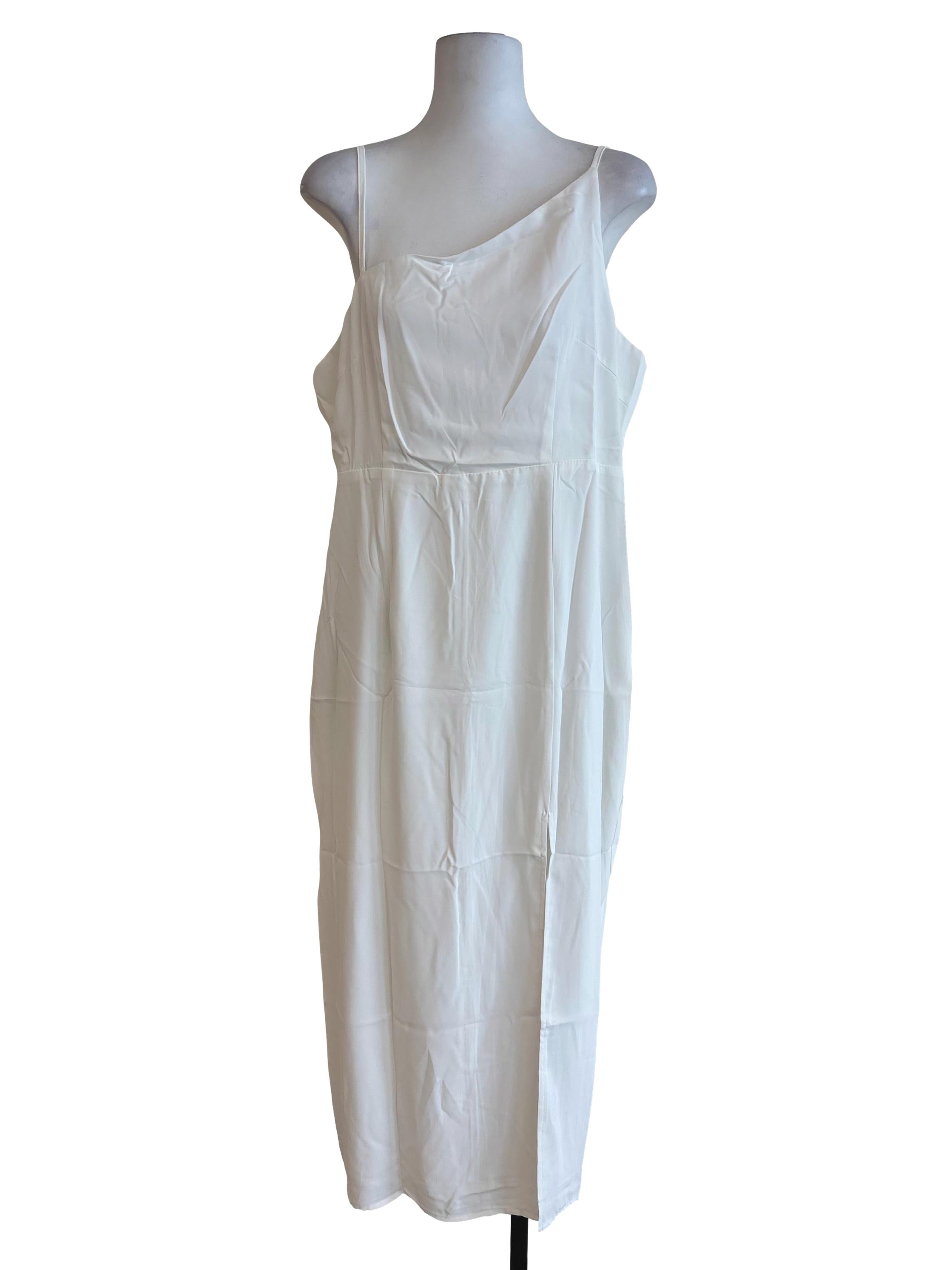 White Eli Asymmetrical Midi Dress