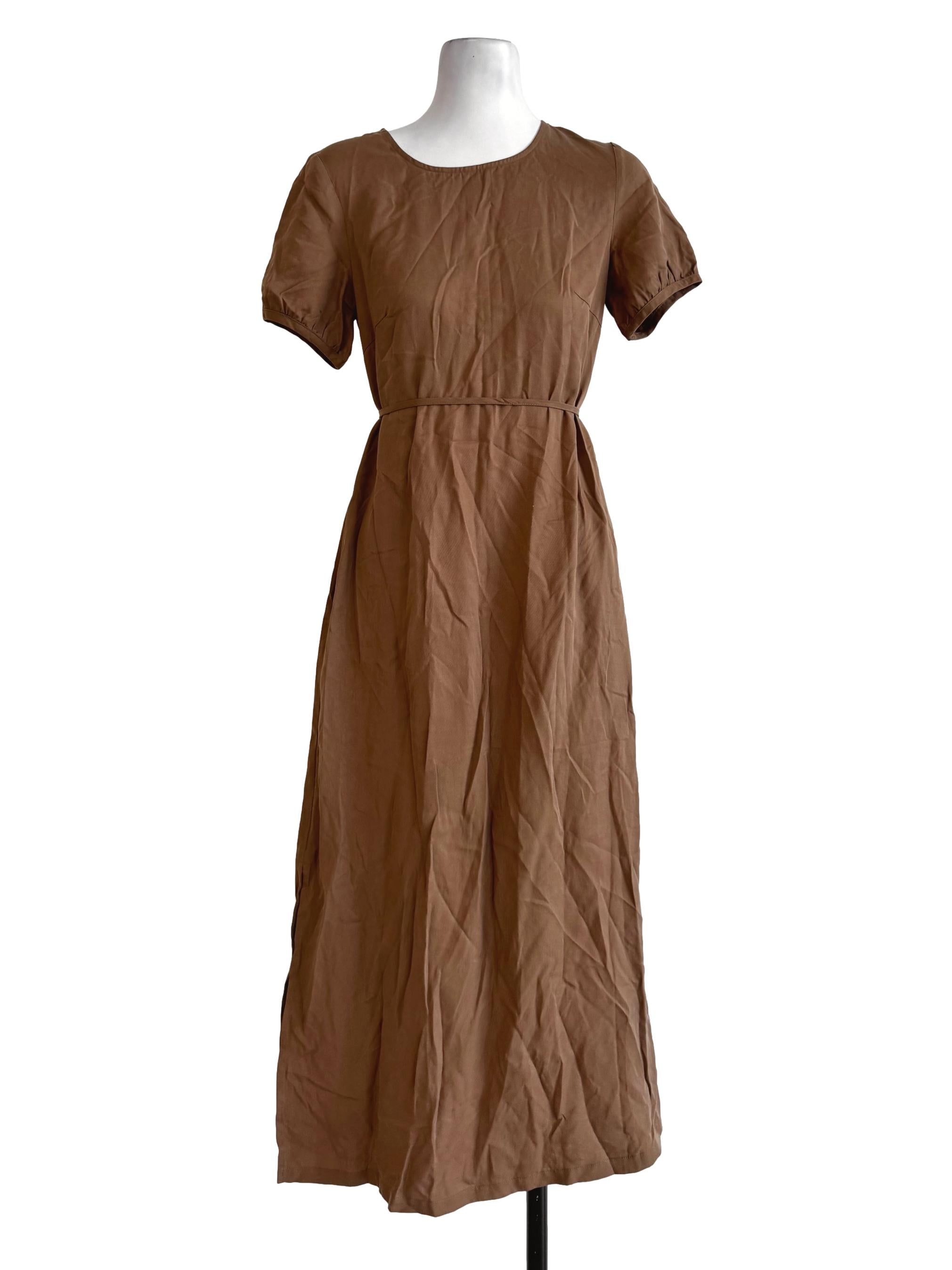 Camel Brown Round Neck Dress
