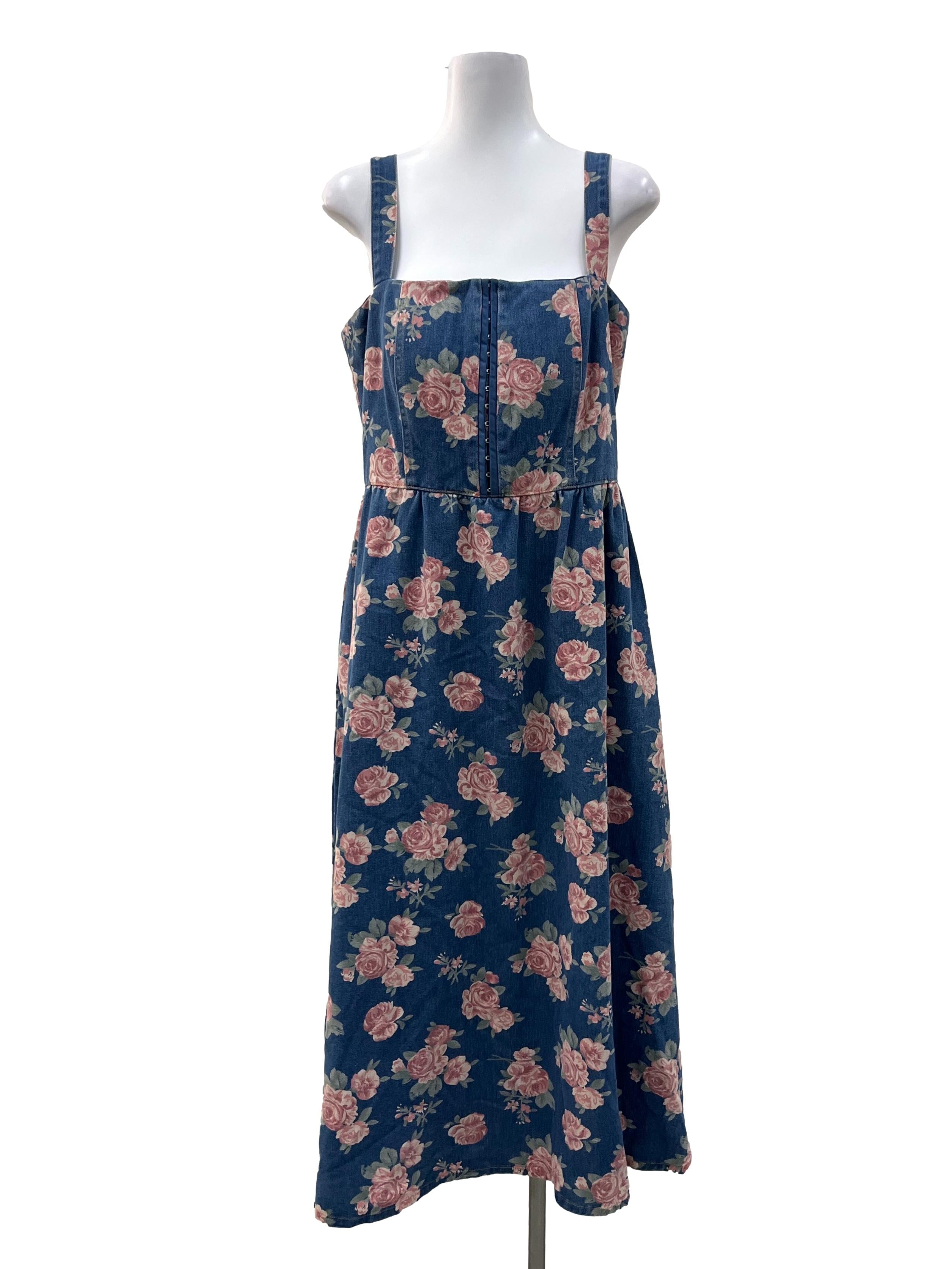 Floral Denim Flowy Dress