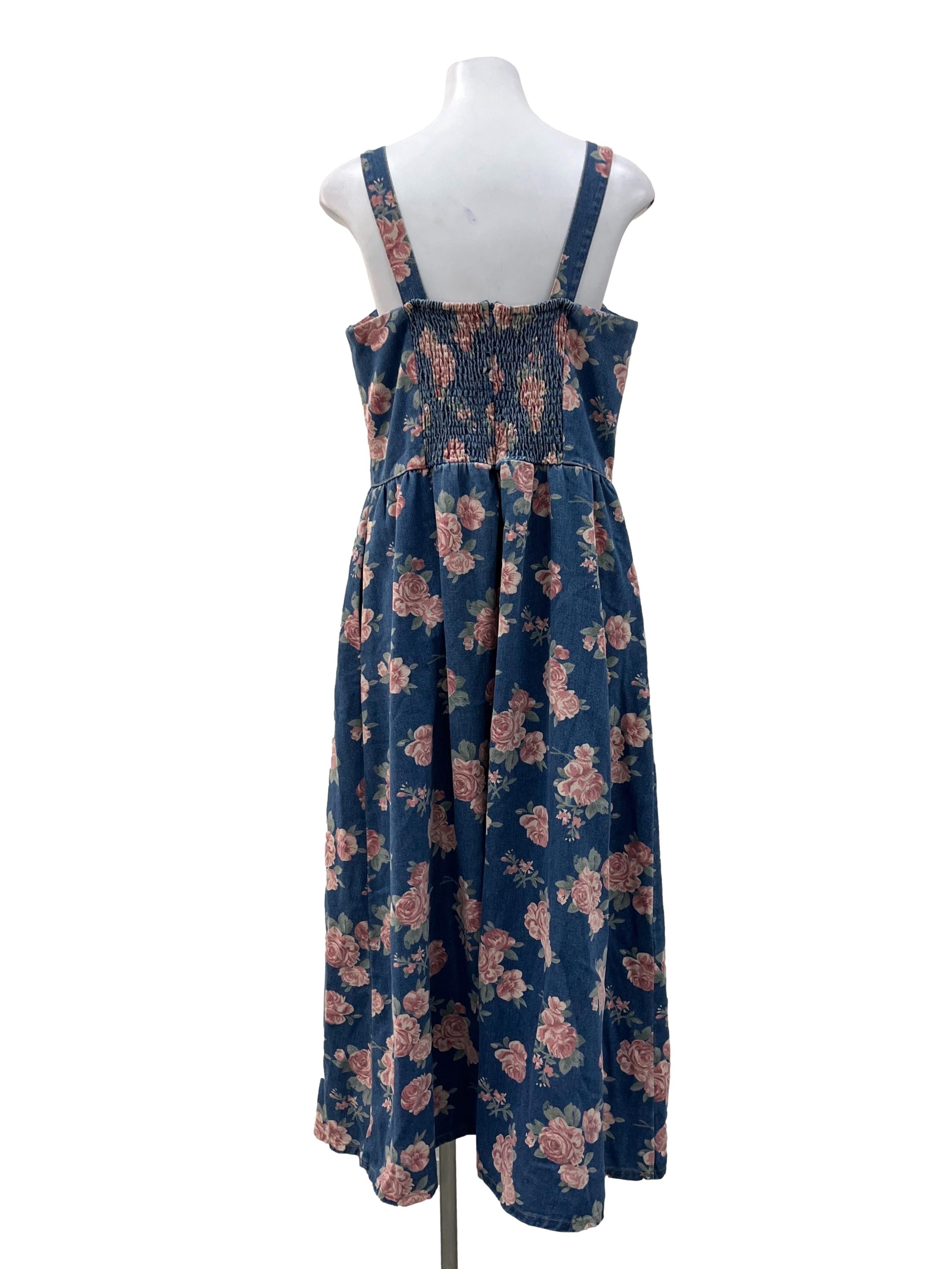 Floral Denim Flowy Dress