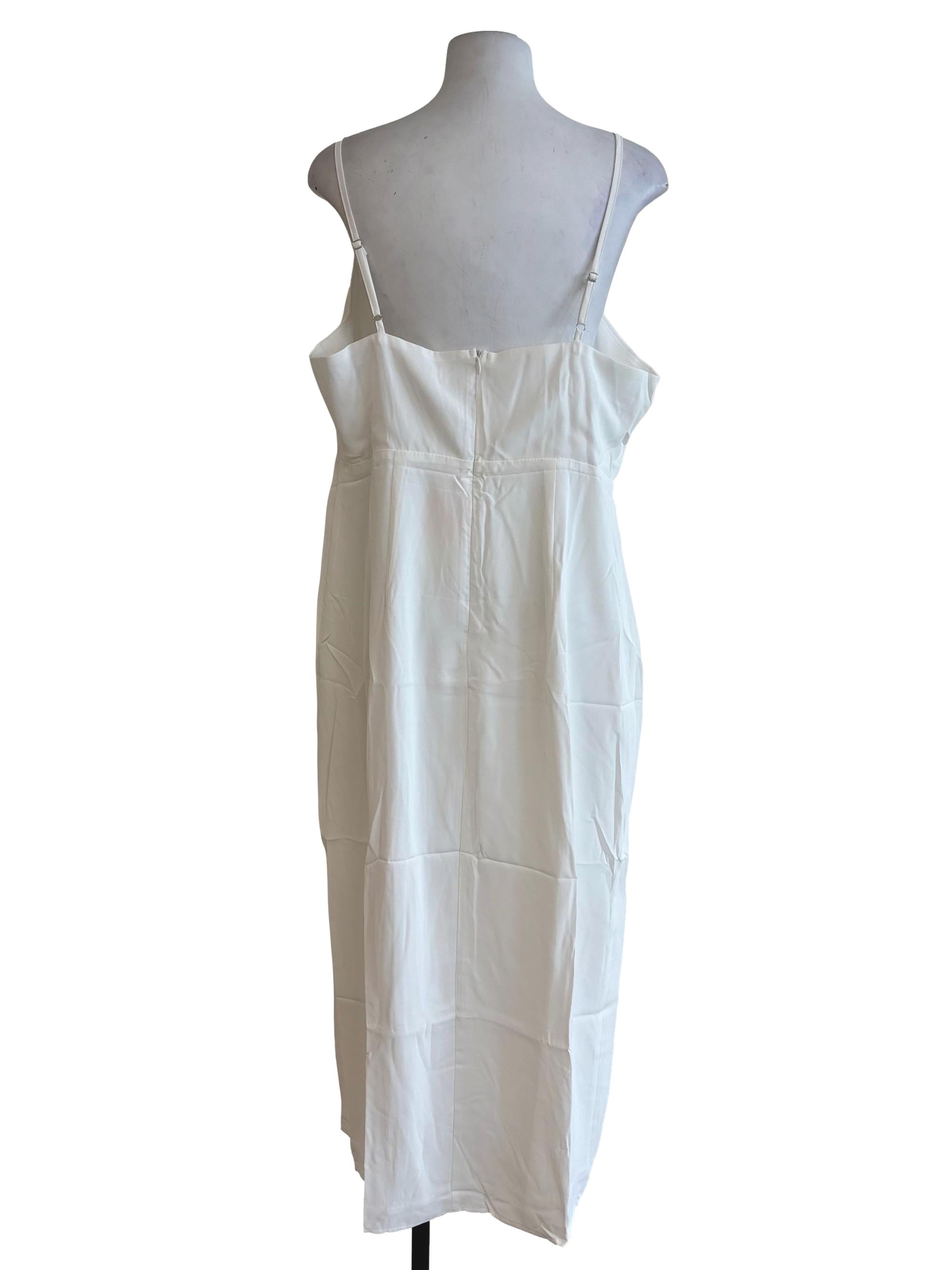 White Eli Asymmetrical Midi Dress