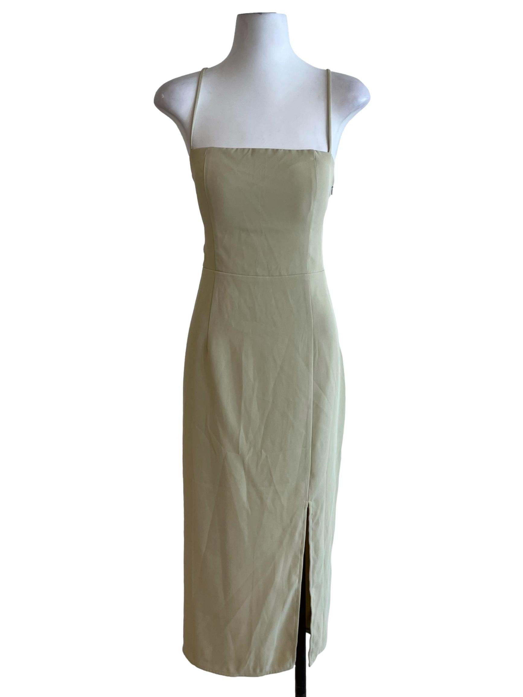 Sage Green Spaghetti Strap A-Line Dress