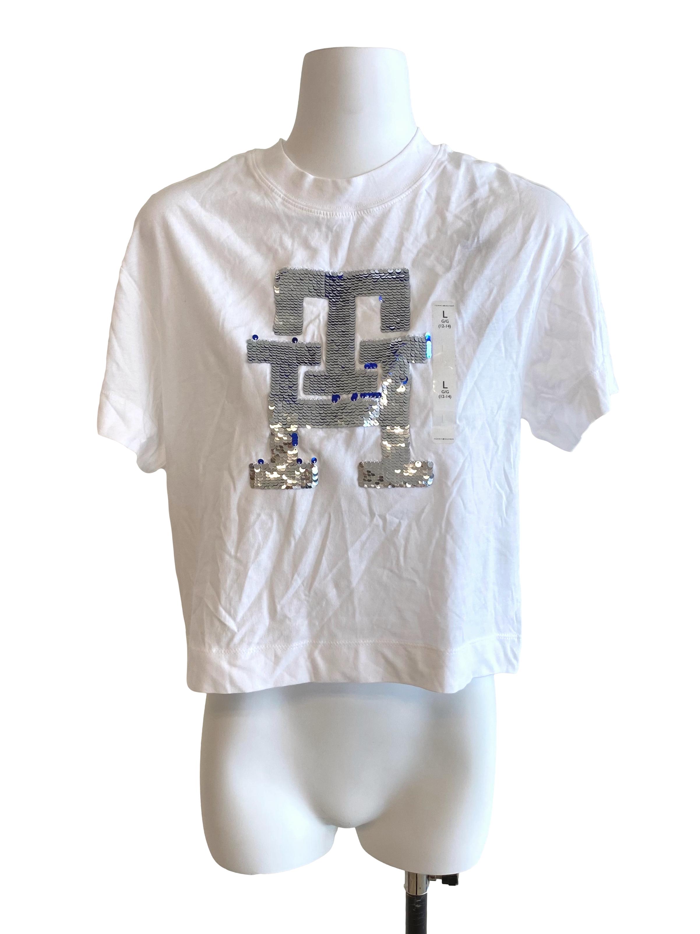 White Metallic Sequins Tee