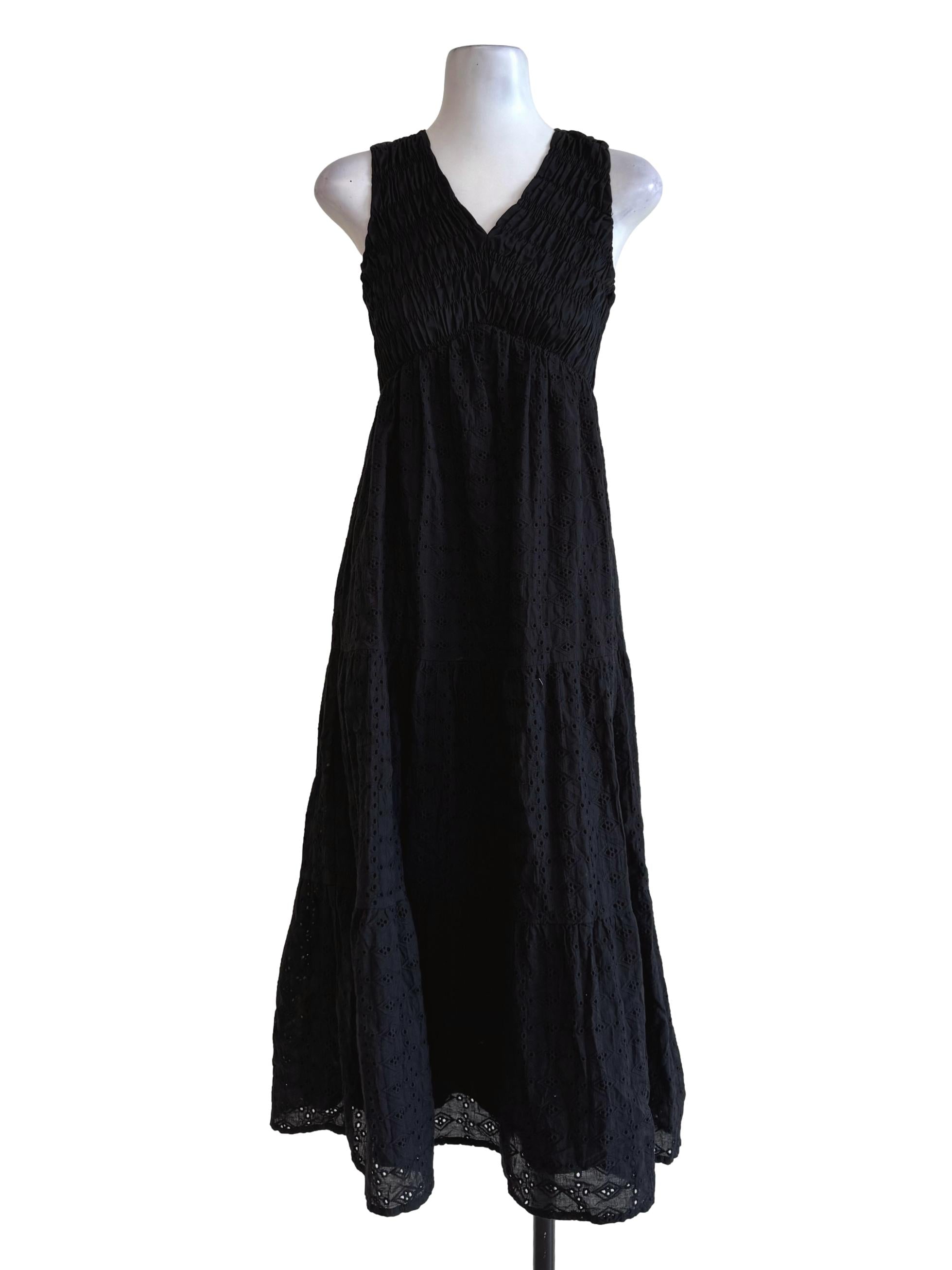 Ant Black V Neck A-Line Dress