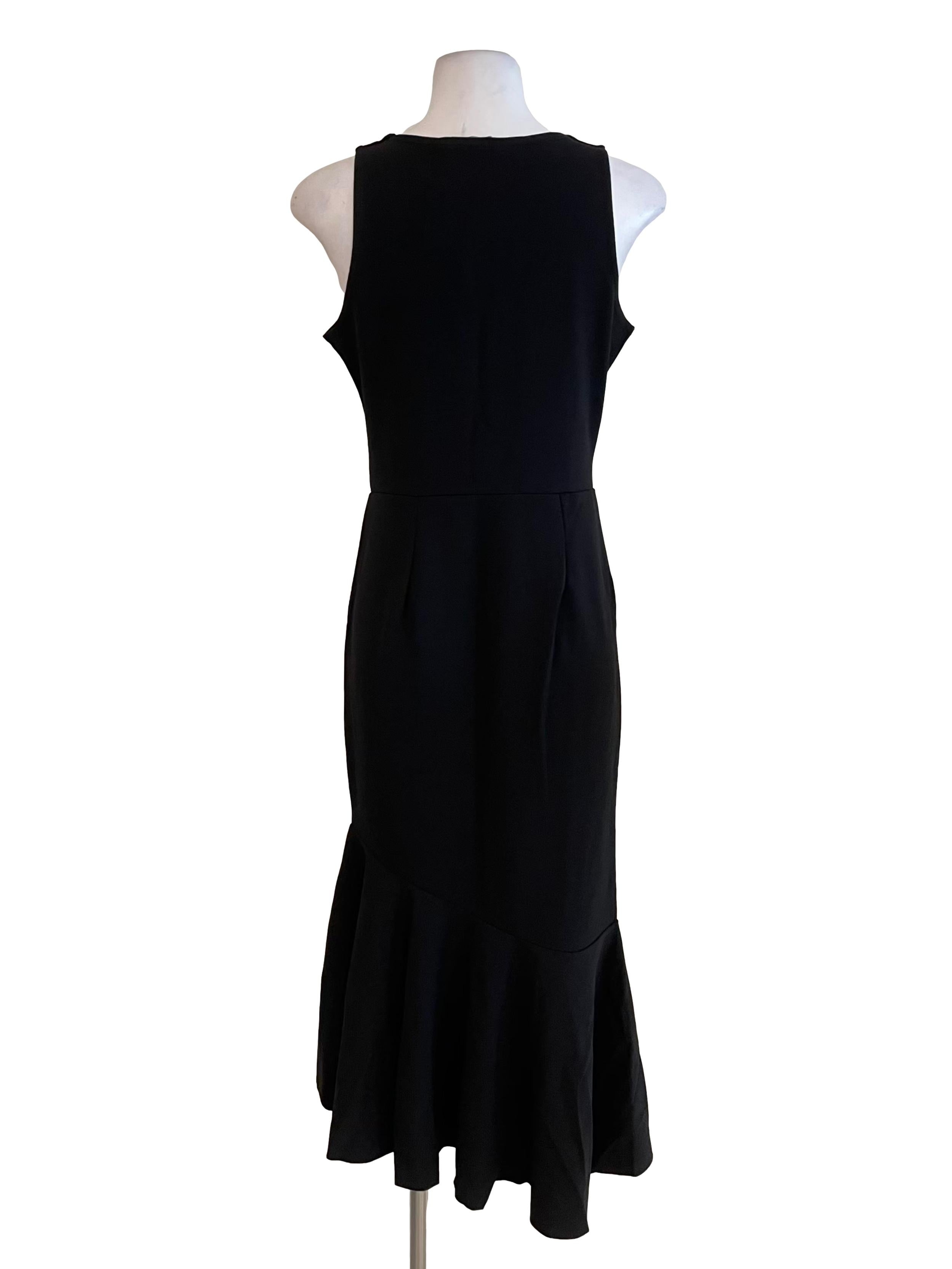 Black V Neck Flounce Dress