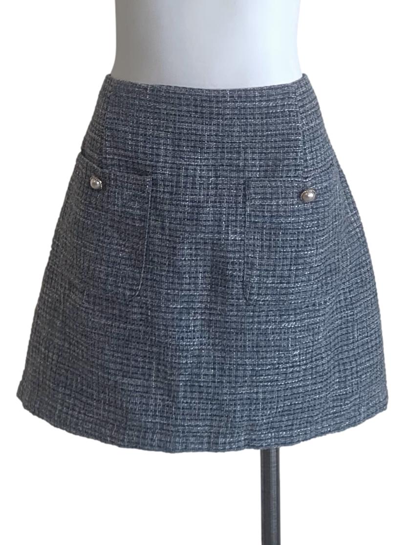 Slate Blue Tweed Skirt