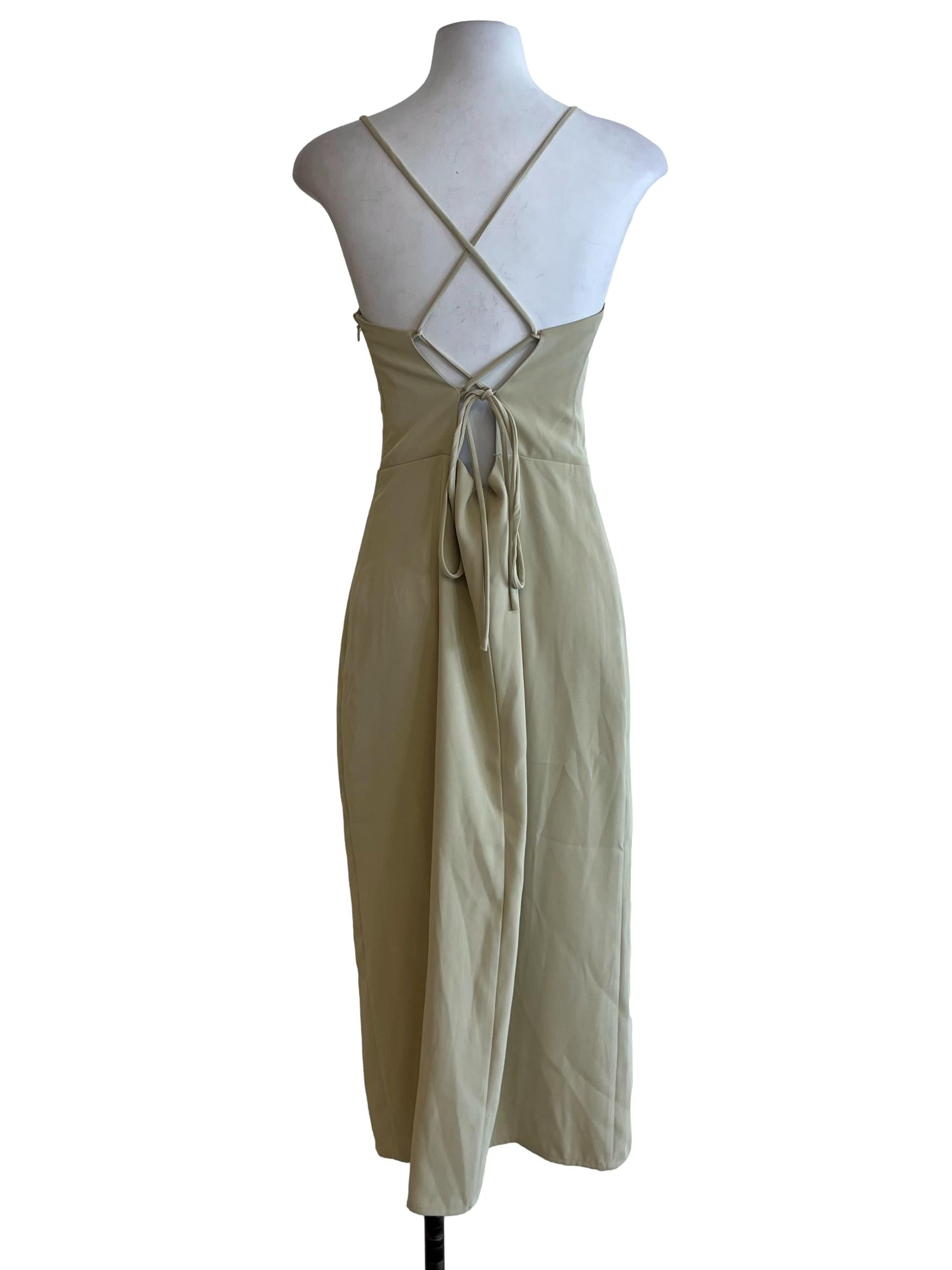 Sage Green Spaghetti Strap A-Line Dress