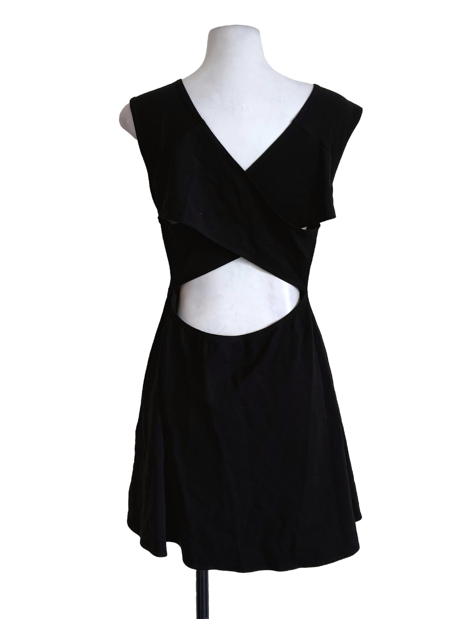 Black Cutout Back A-Line Dress