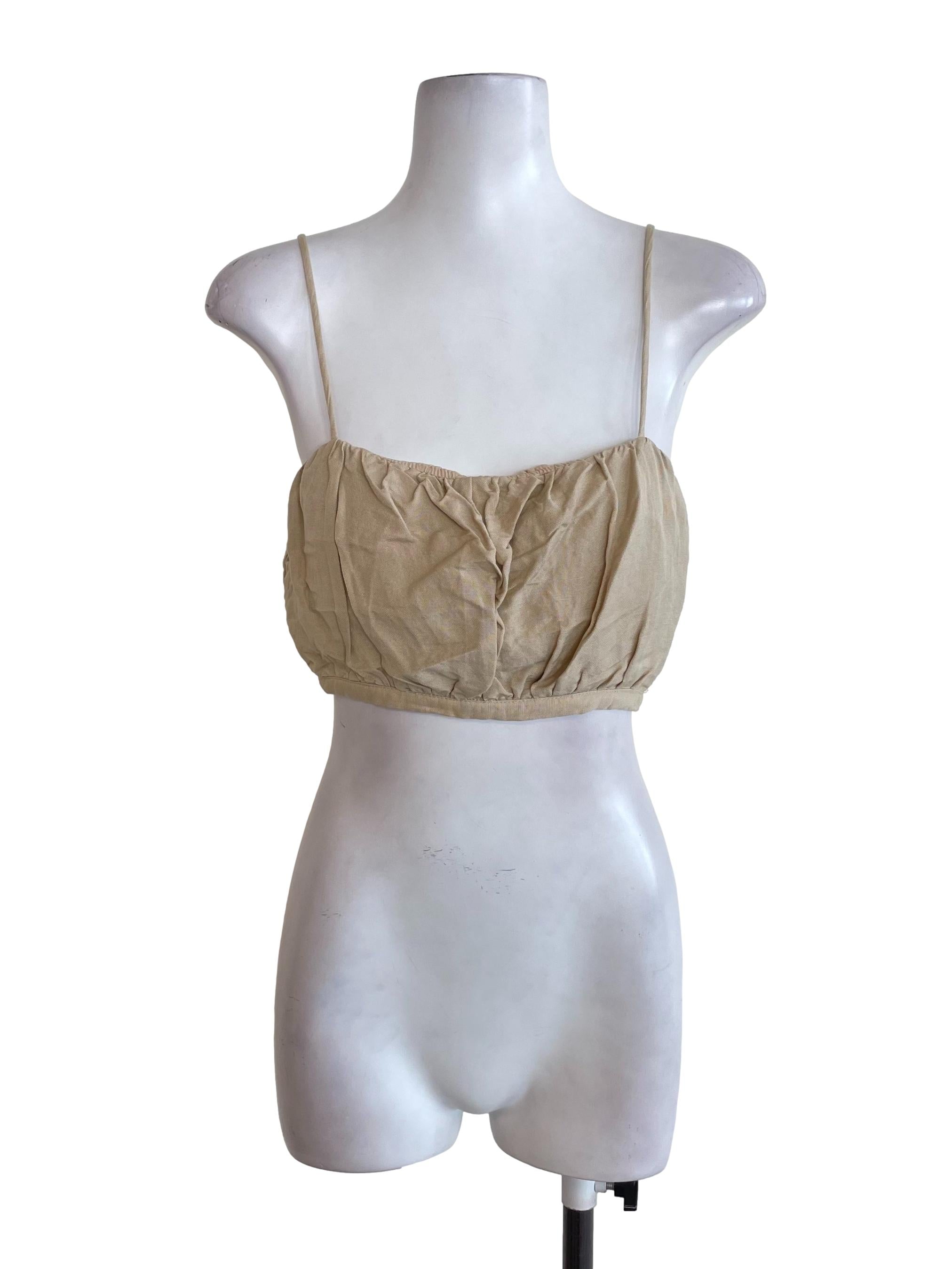 Khaki Creased Tube Top