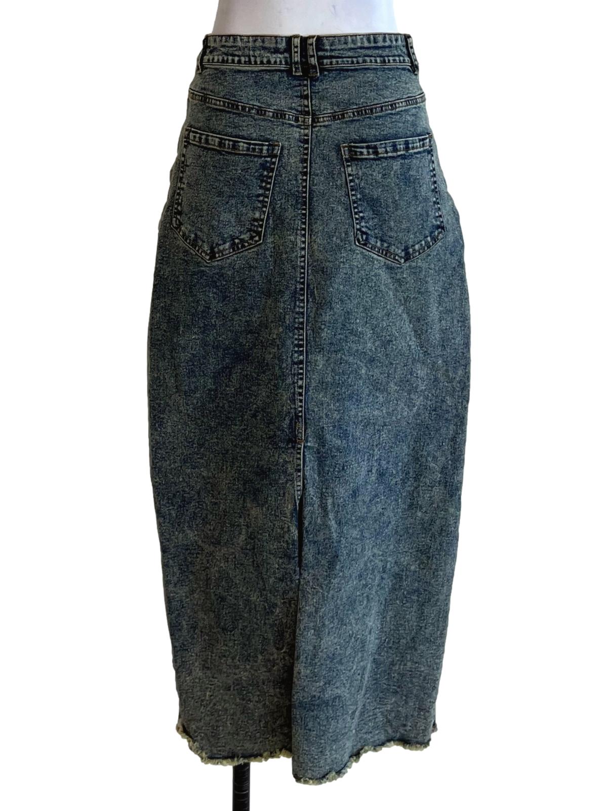 Washed Denim Pencil Skirt