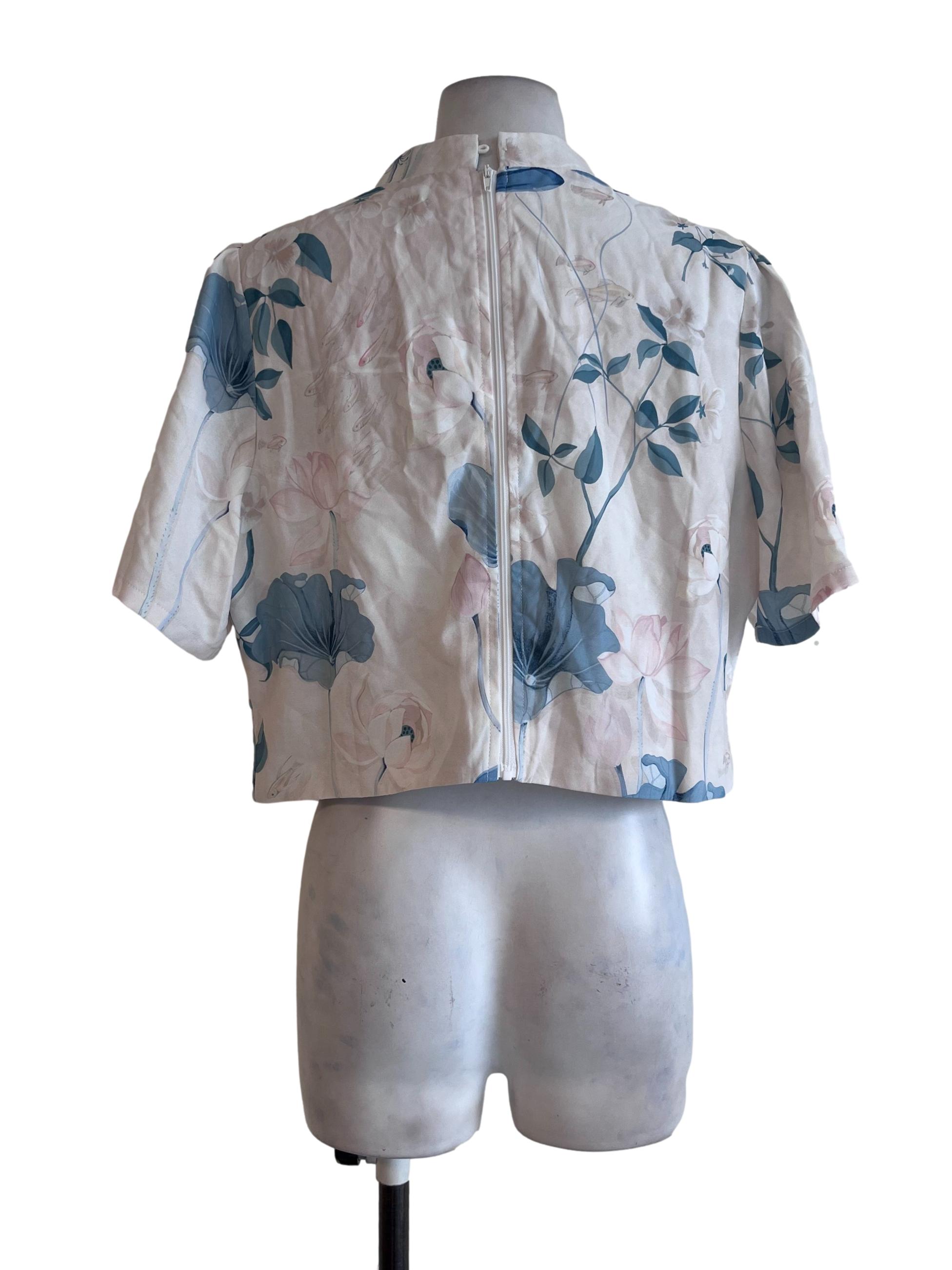 White Based Flower Patterned Top TCL