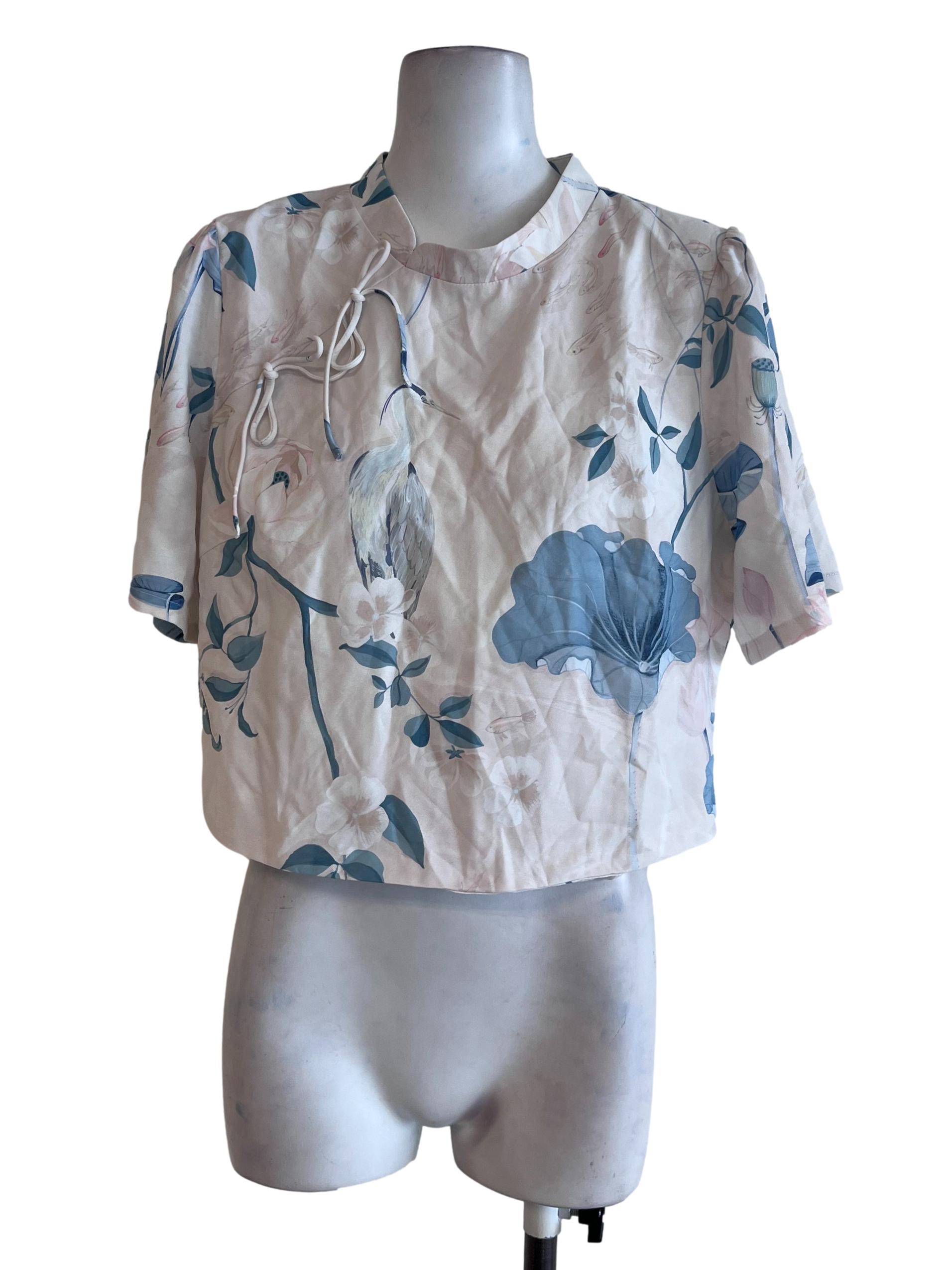 White Based Flower Patterned Top TCL