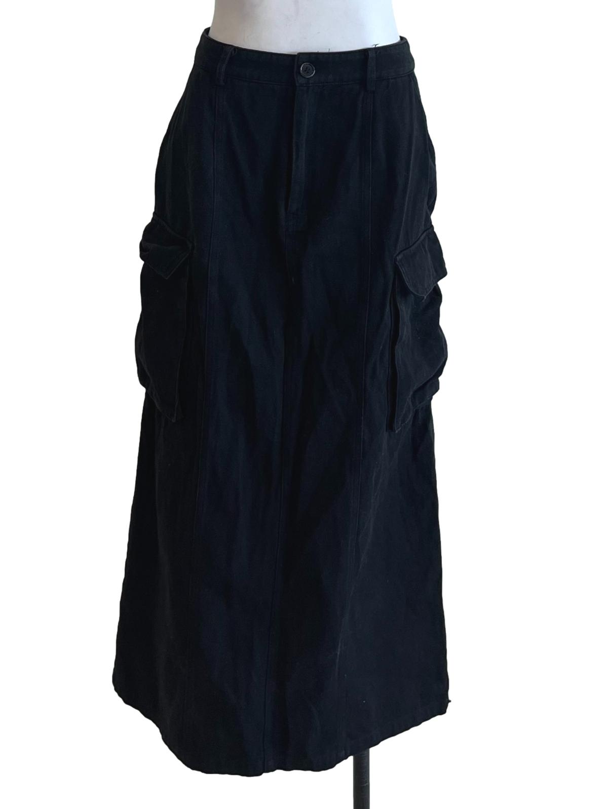 Black High-Waisted Cargo Skirt