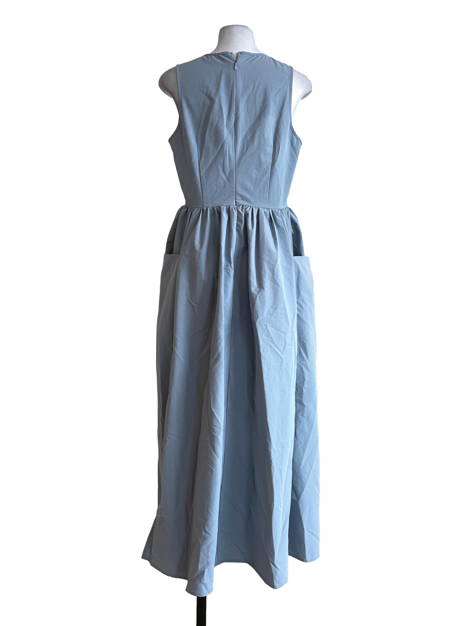 Stone Blue Plain Maxi Dress